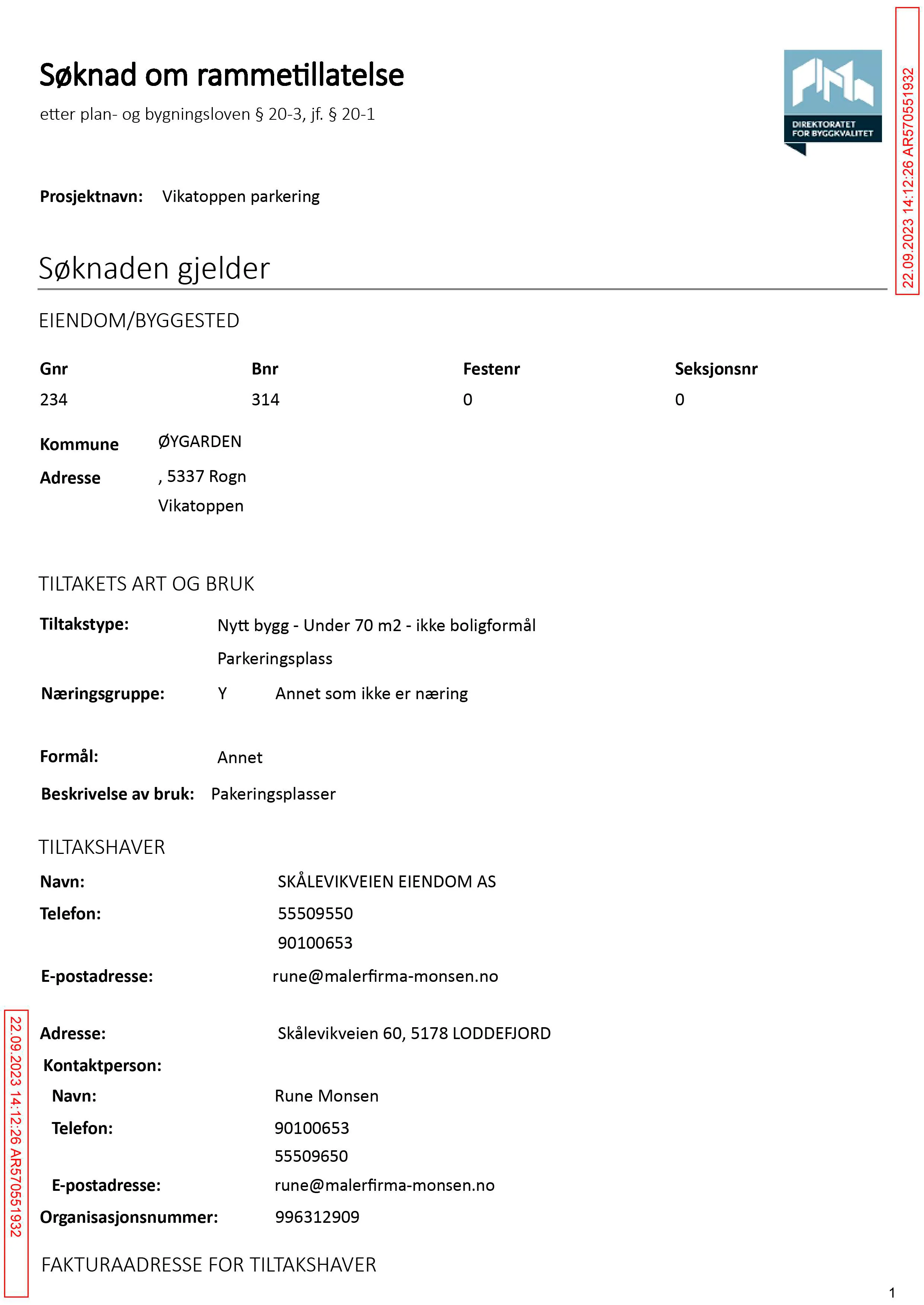 Søknad om rammetillatelse