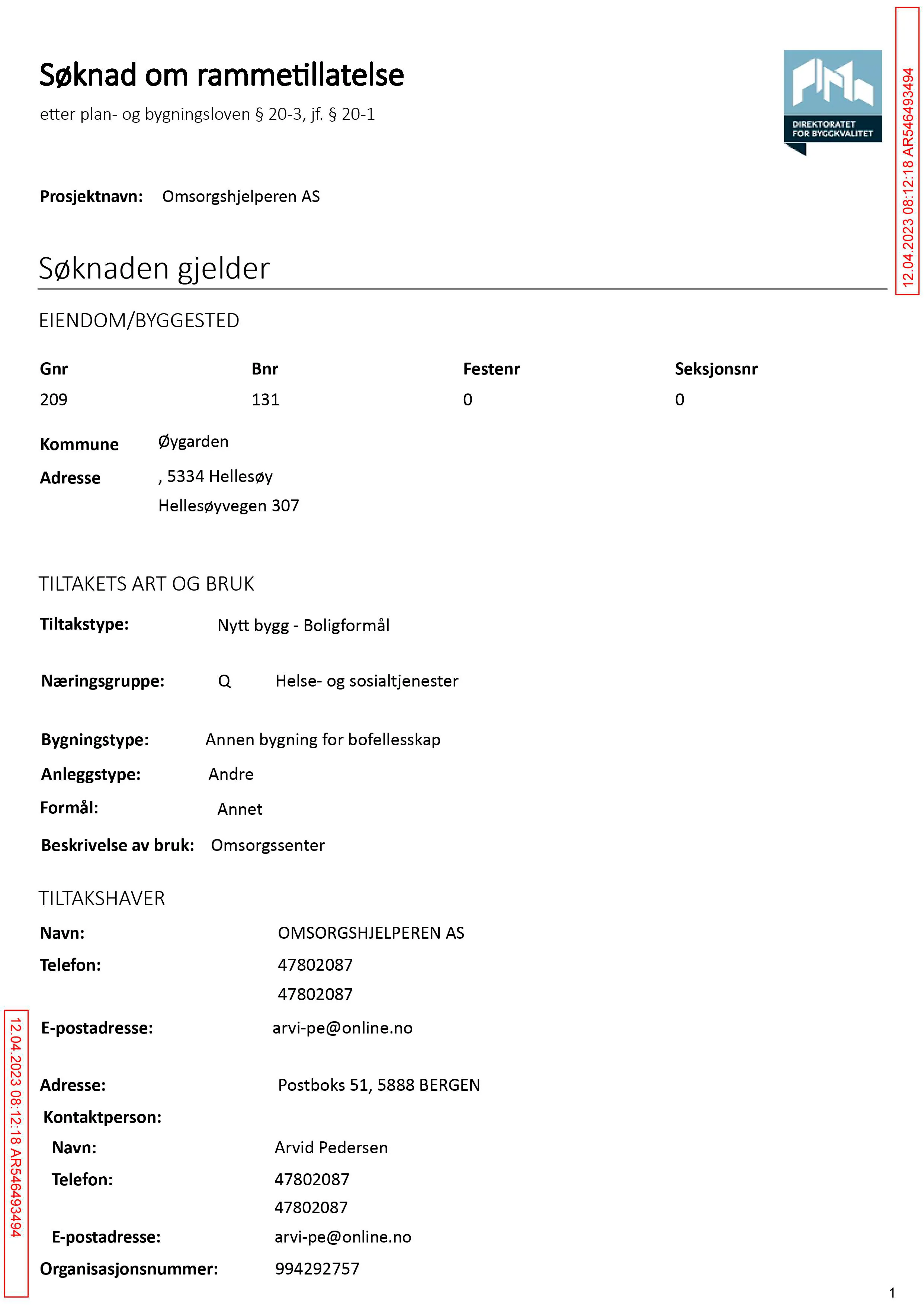 Søknad om rammetillatelse