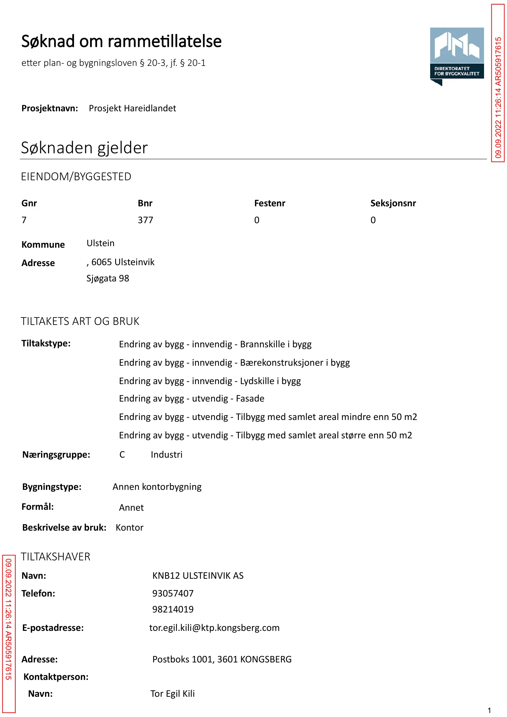 Søknad om rammetillatelse