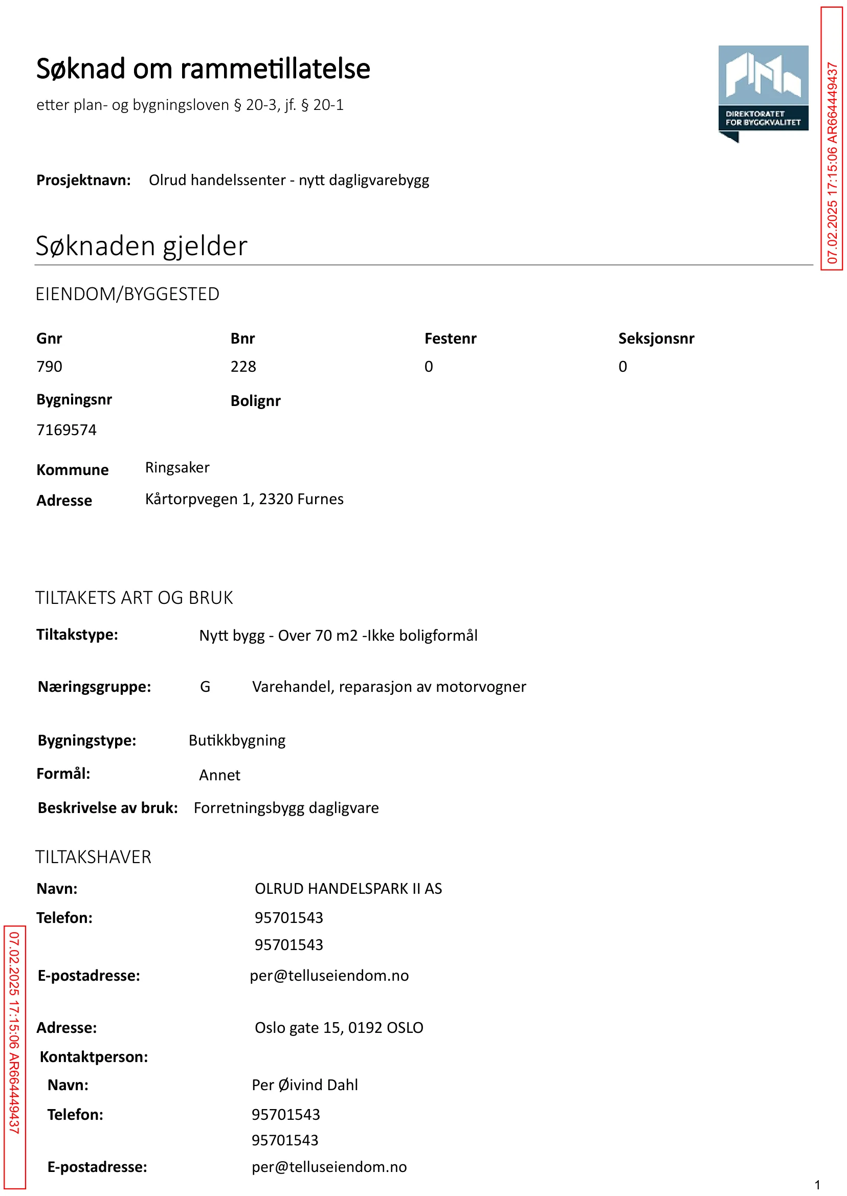 Søknad om rammetillatelse