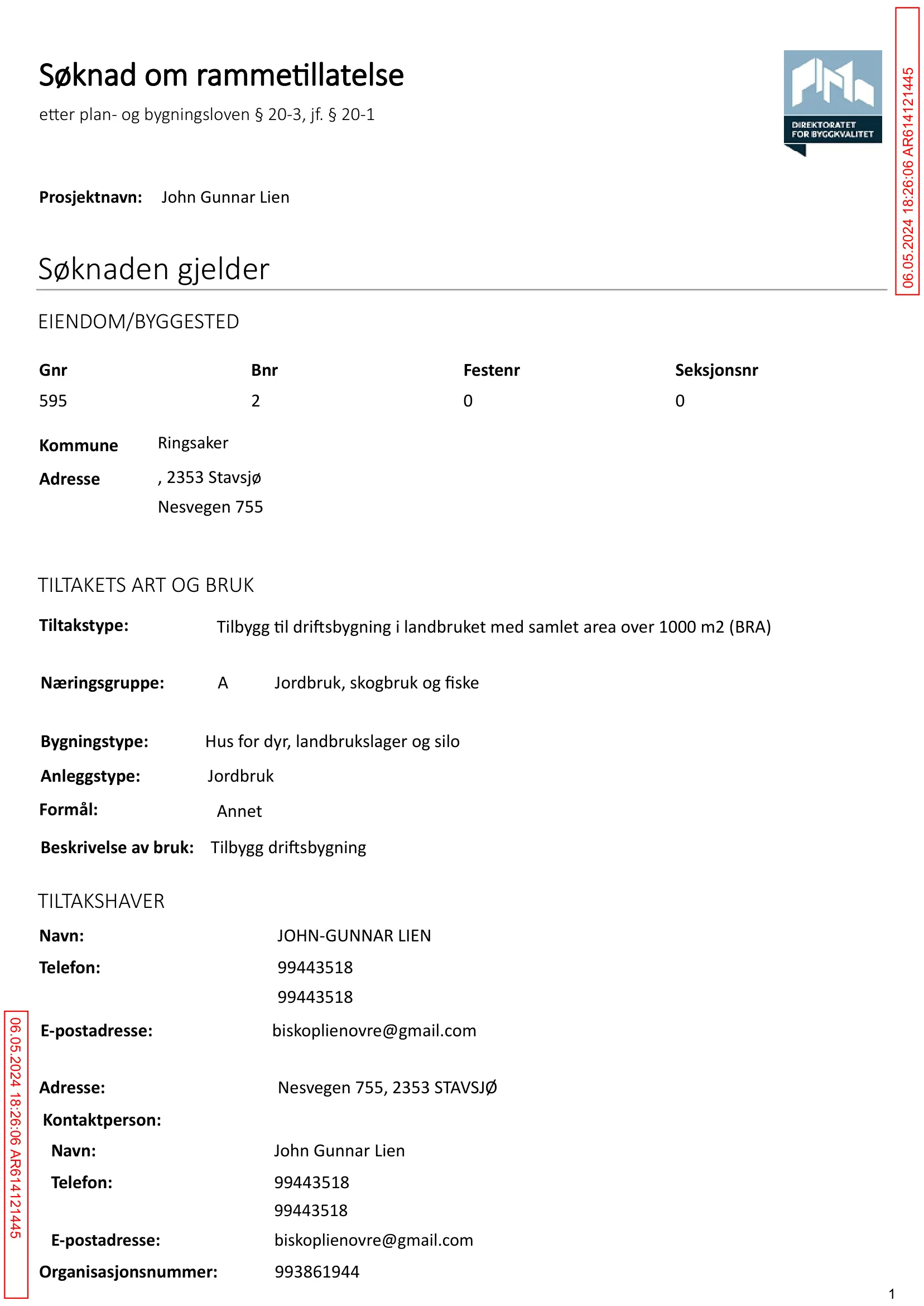 Søknad om rammetillatelse