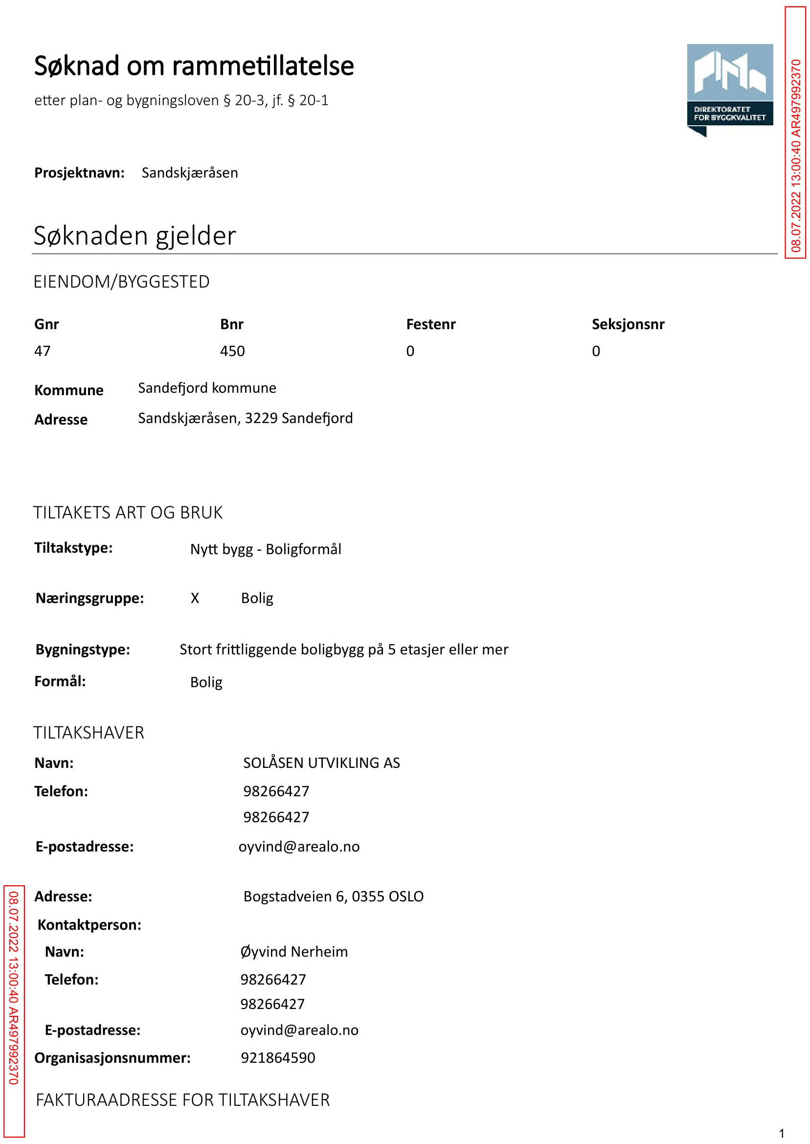 Søknad om rammetillatelse