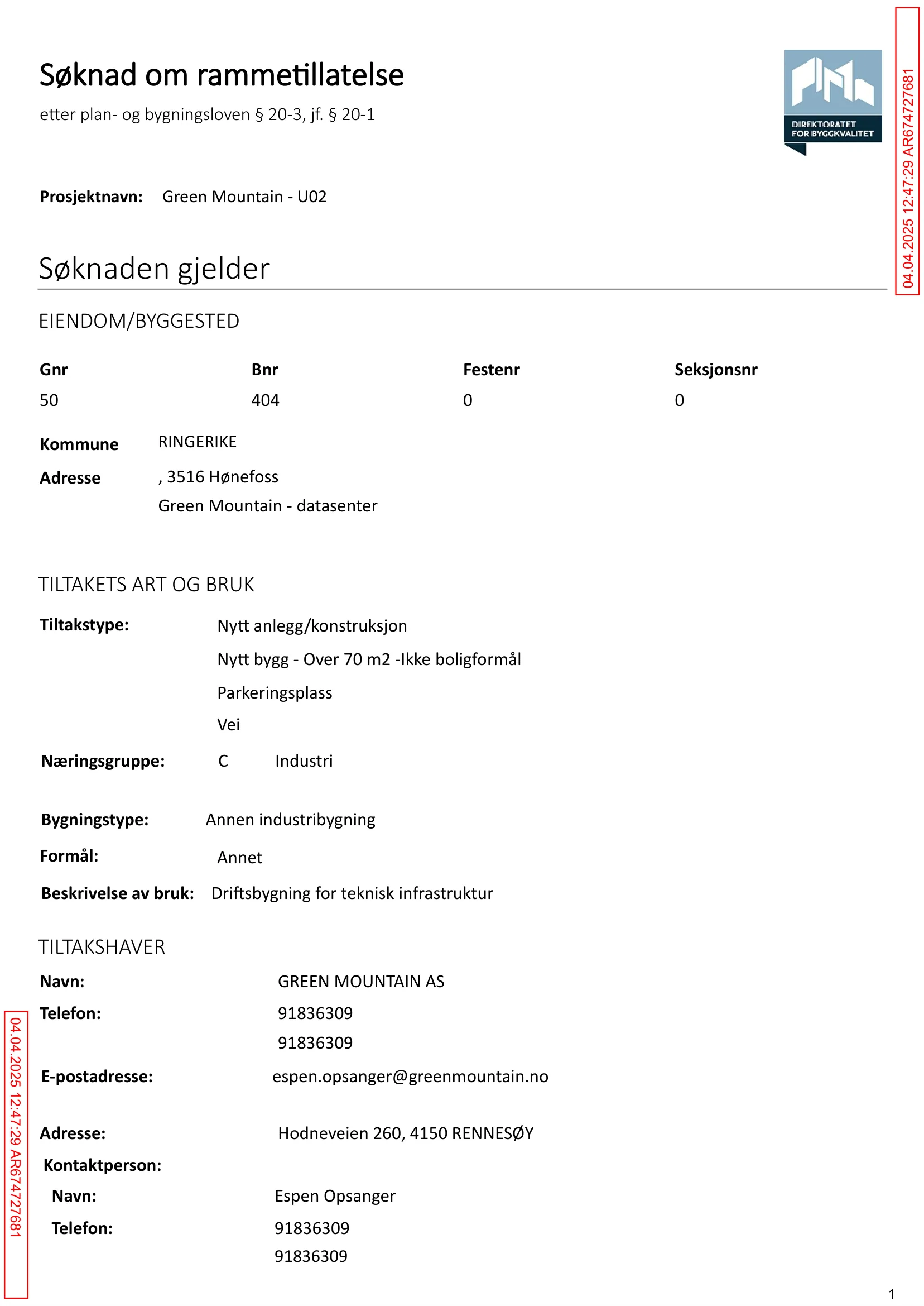 Søknad om rammetillatelse