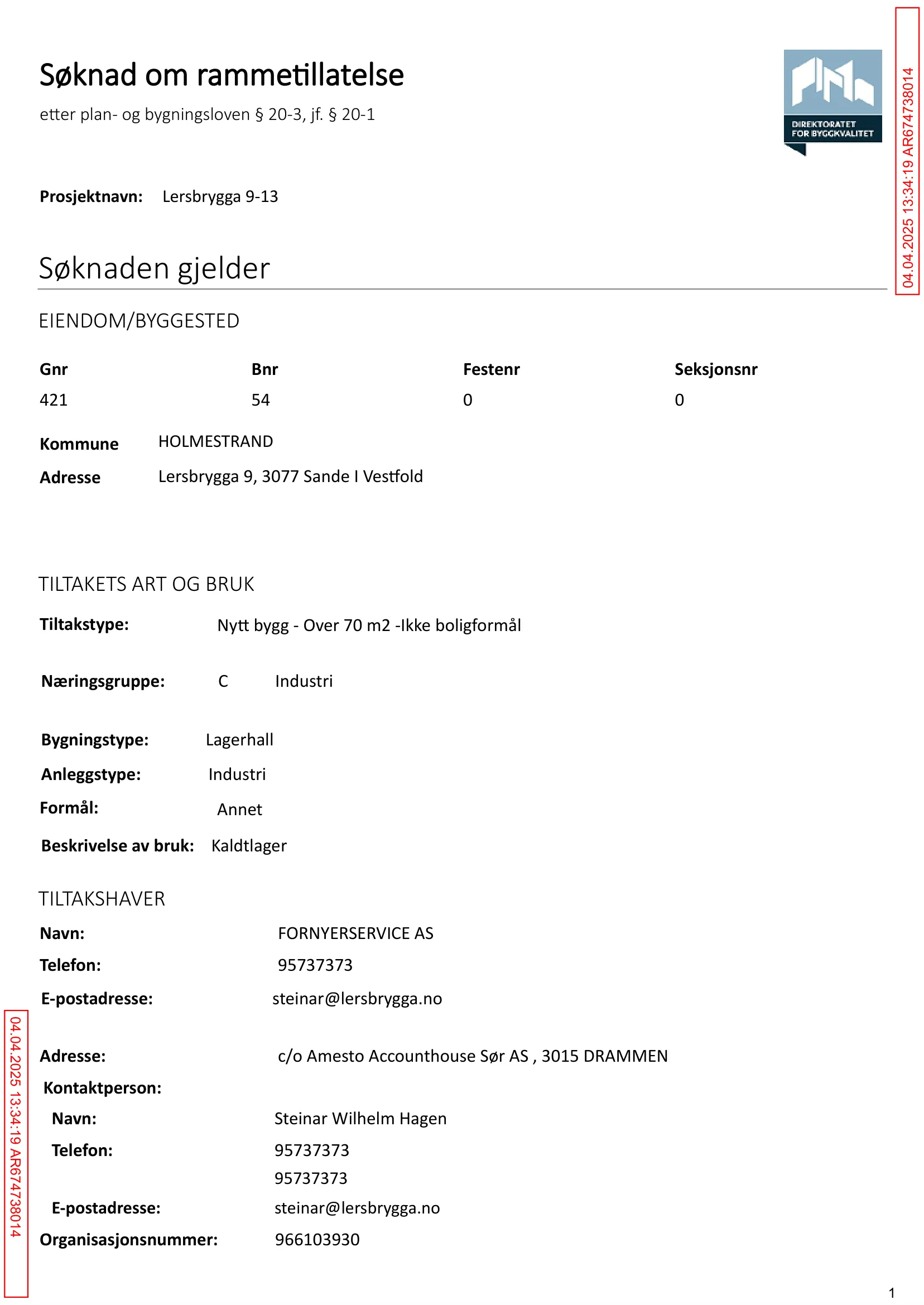 Søknad om rammetillatelse