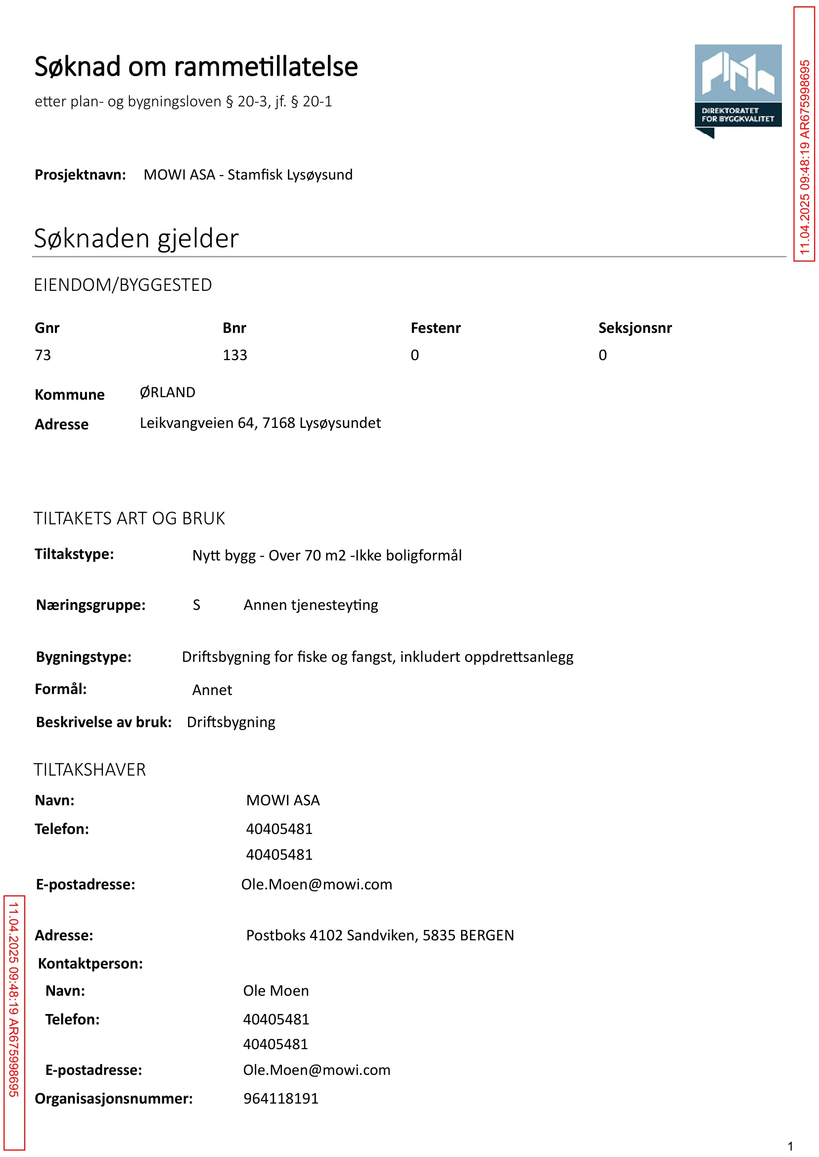 Søknad om rammetillatelse