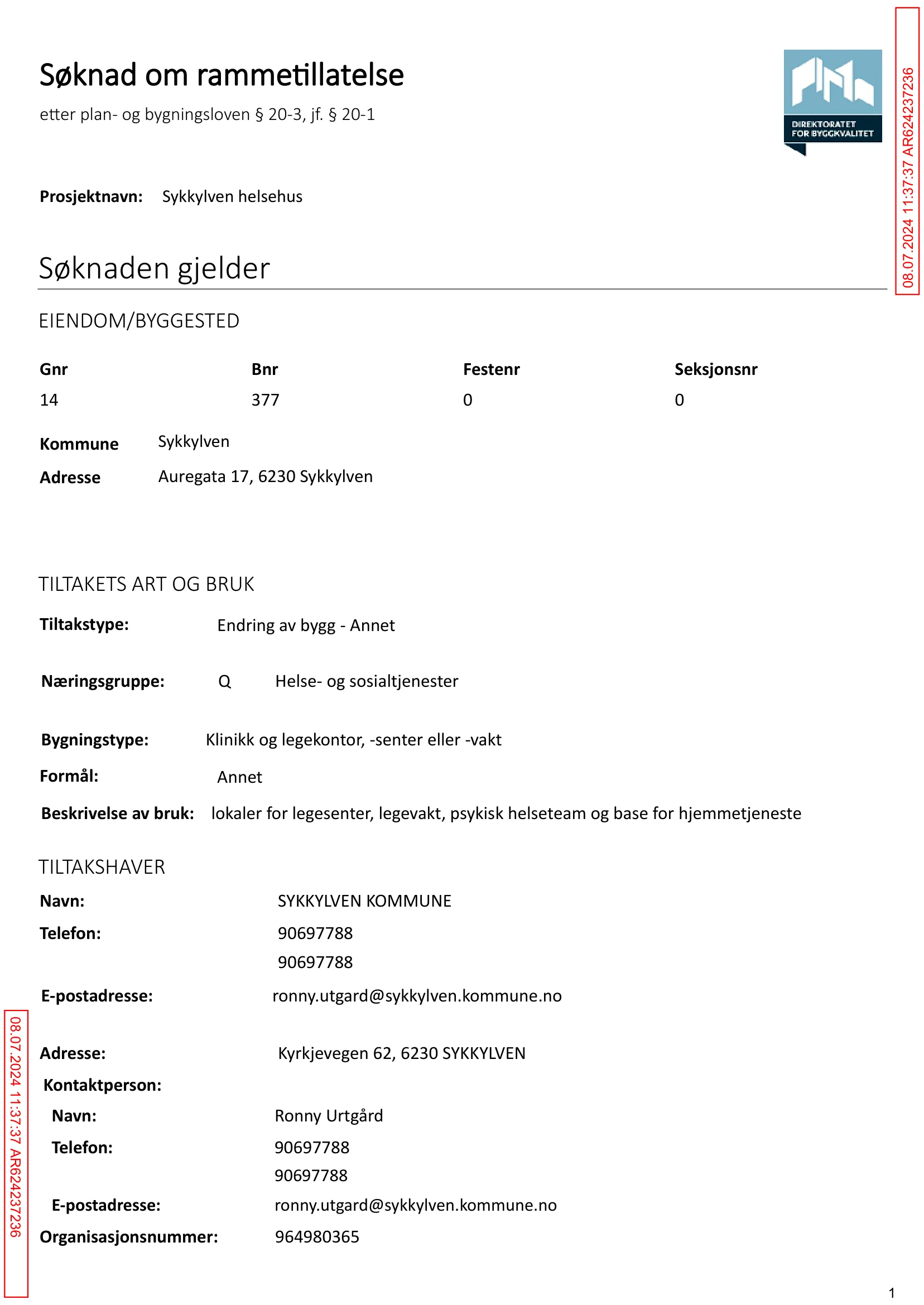 Søknad om rammetillatelse