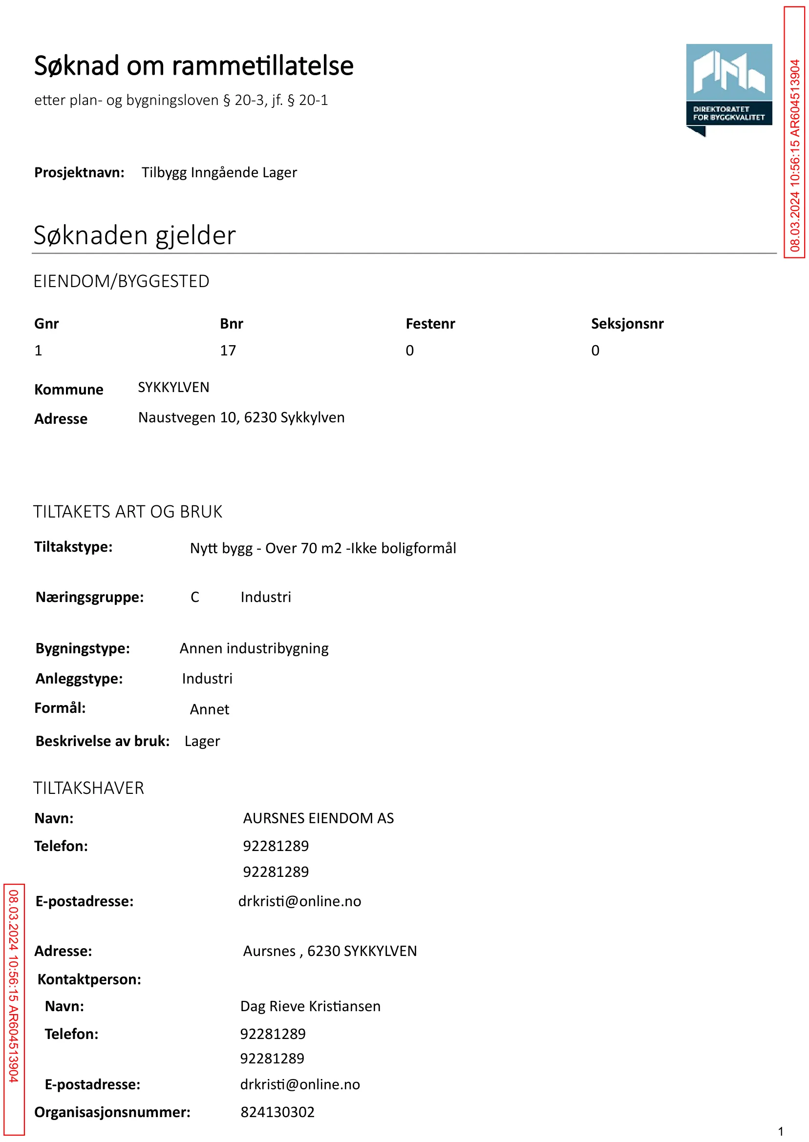 Søknad om rammetillatelse