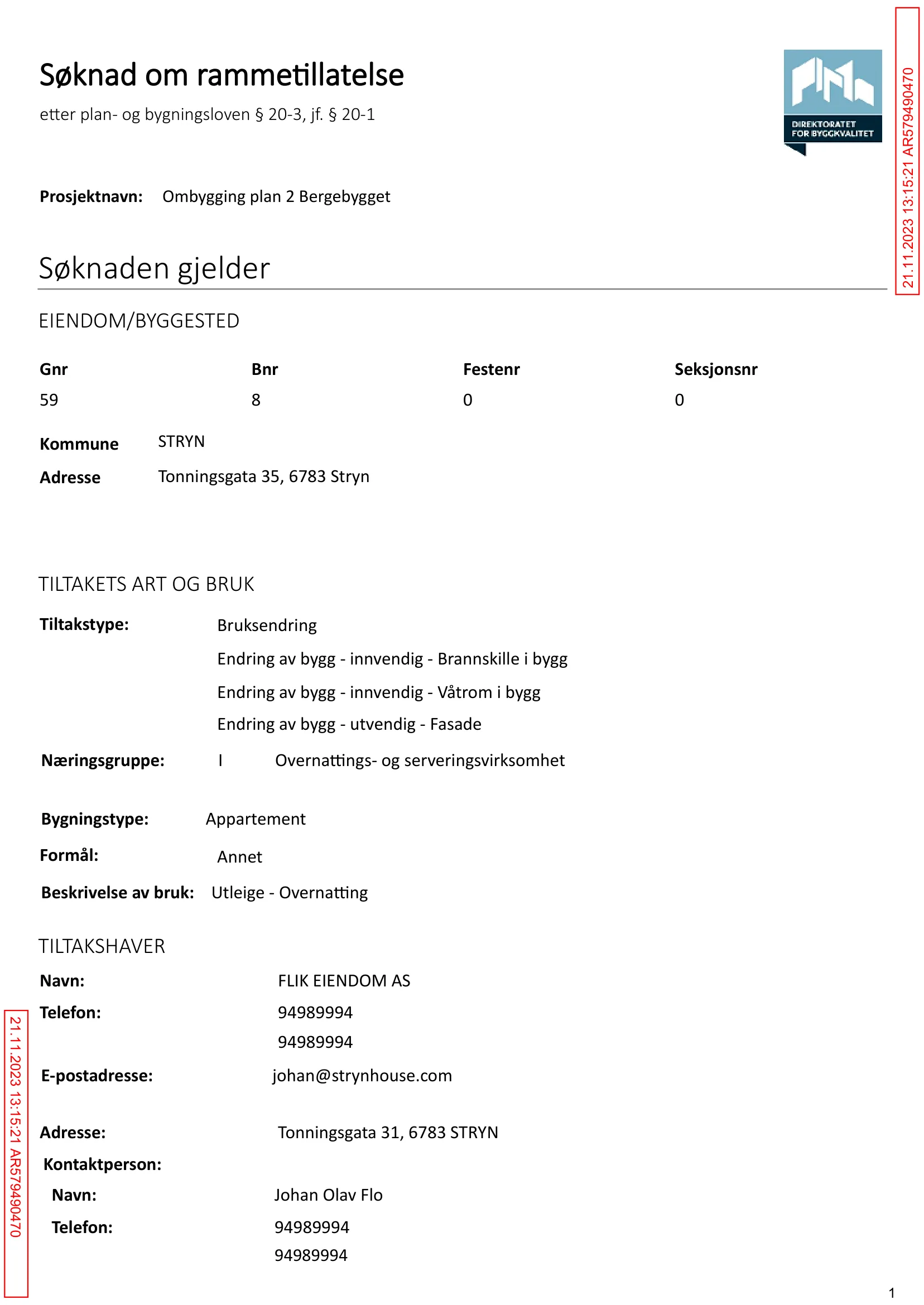 Søknad om rammetillatelse