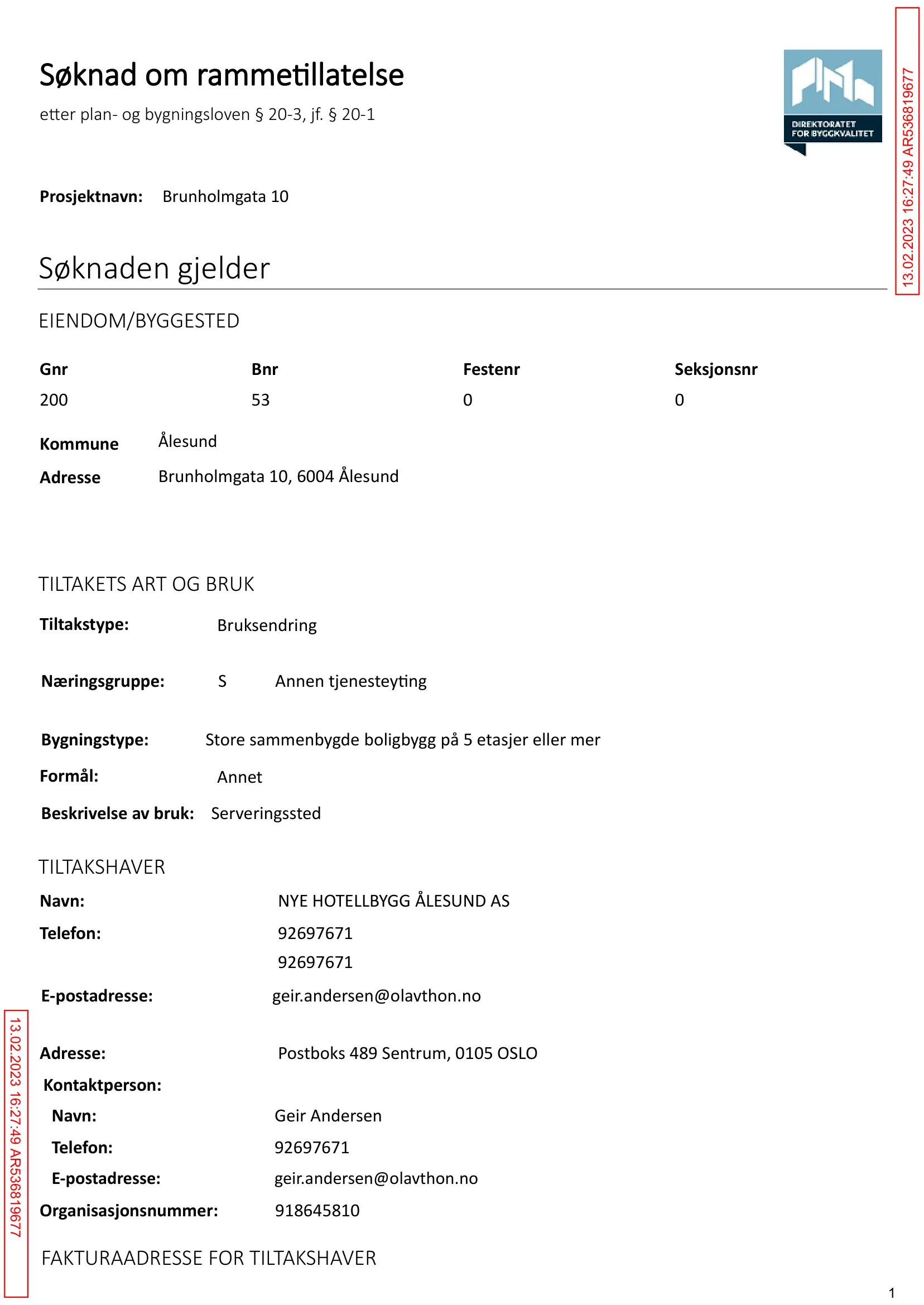 Søknad om rammetillatelse