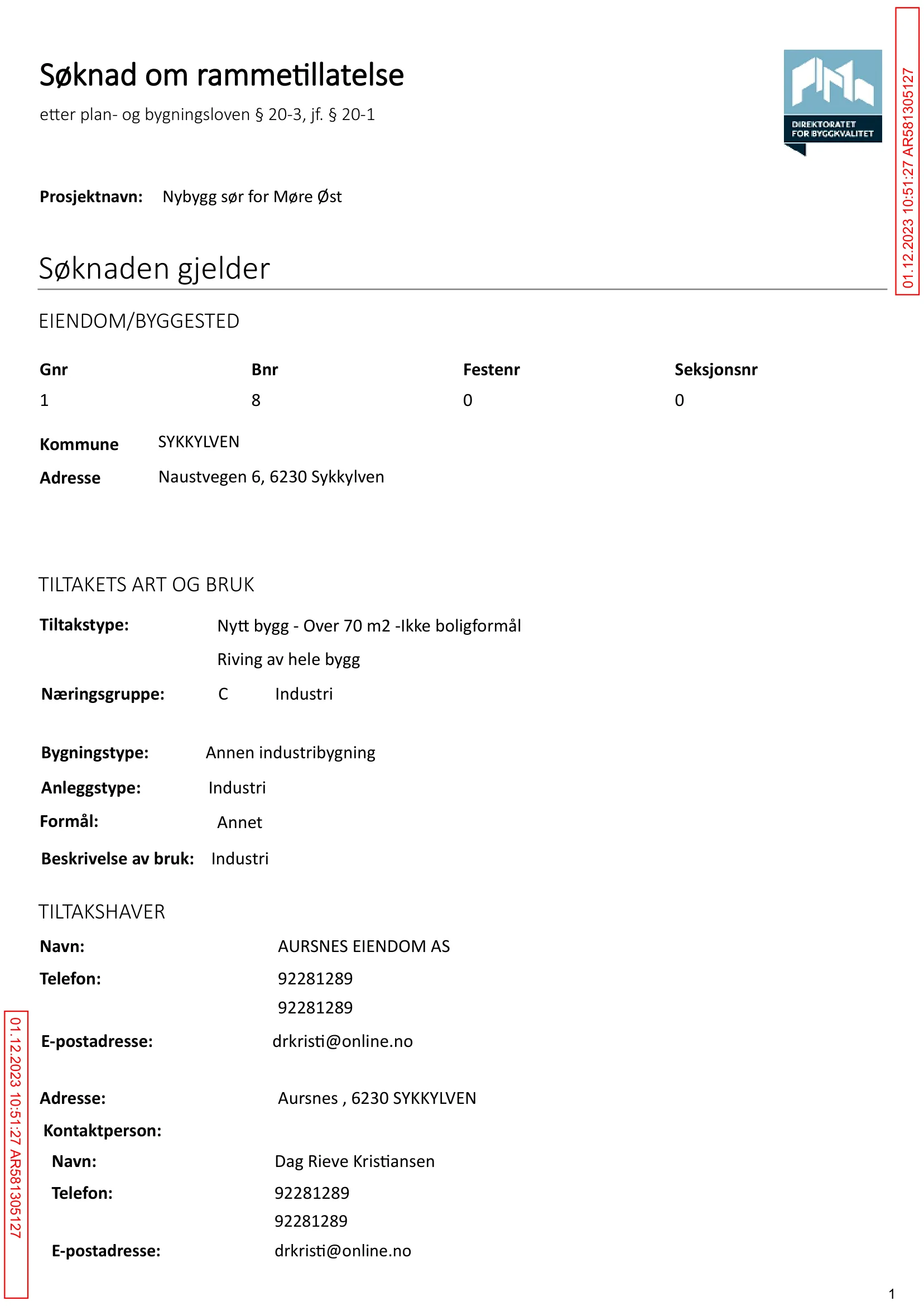 Søknad om rammetillatelse