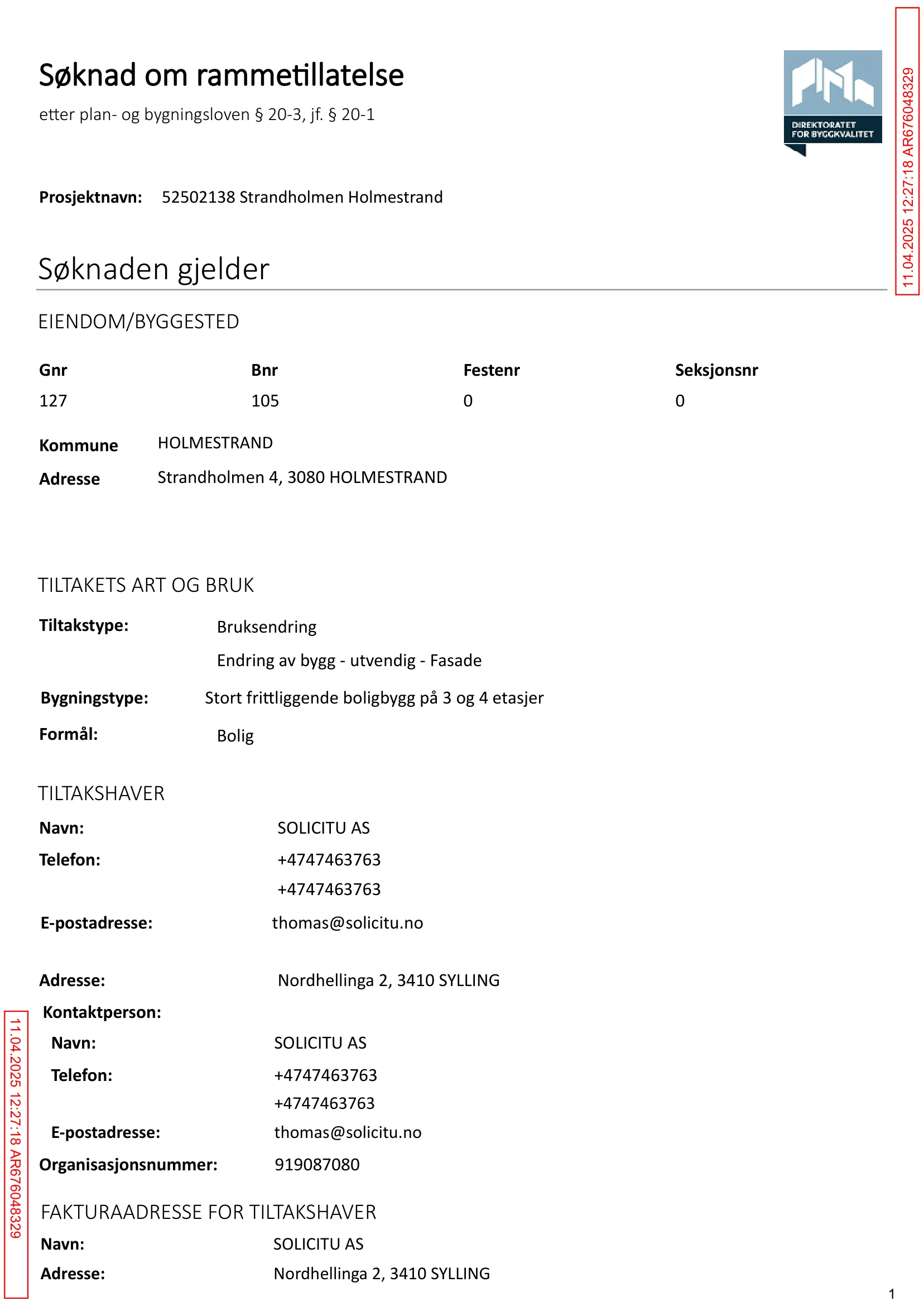 Søknad om rammetillatelse