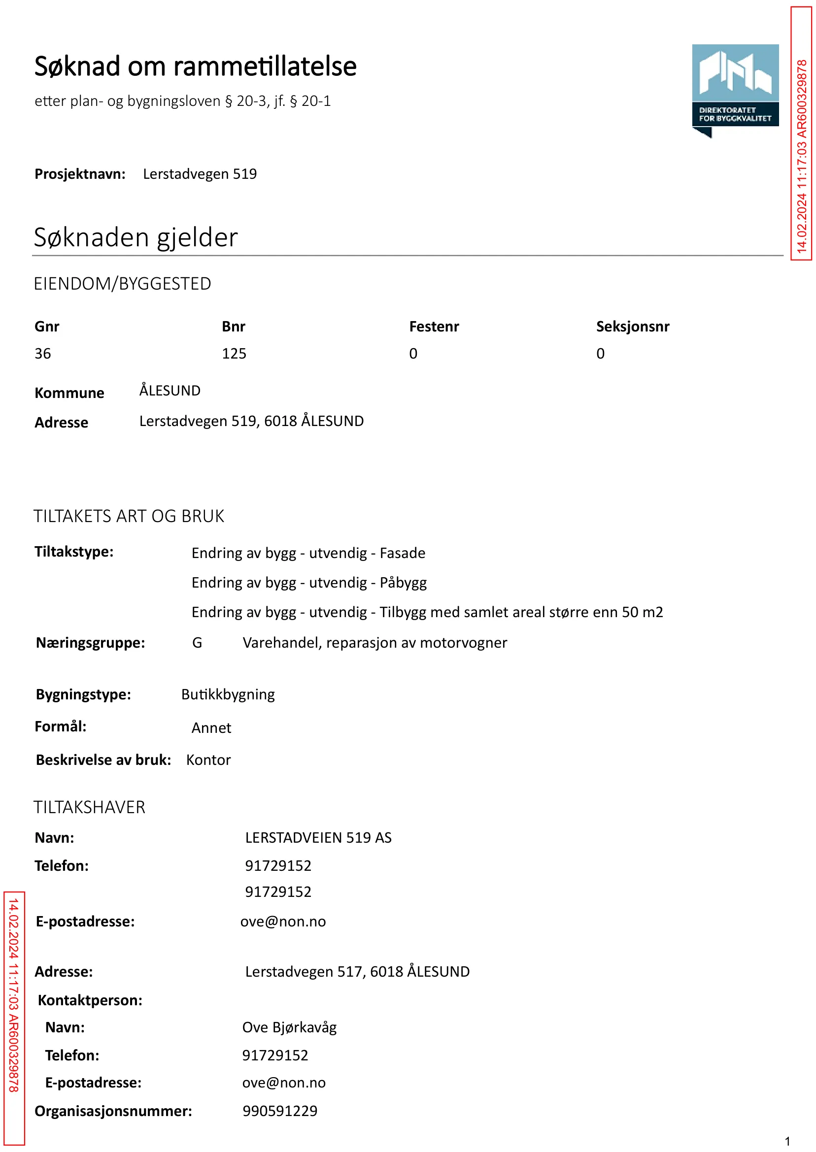 Søknad om rammetillatelse