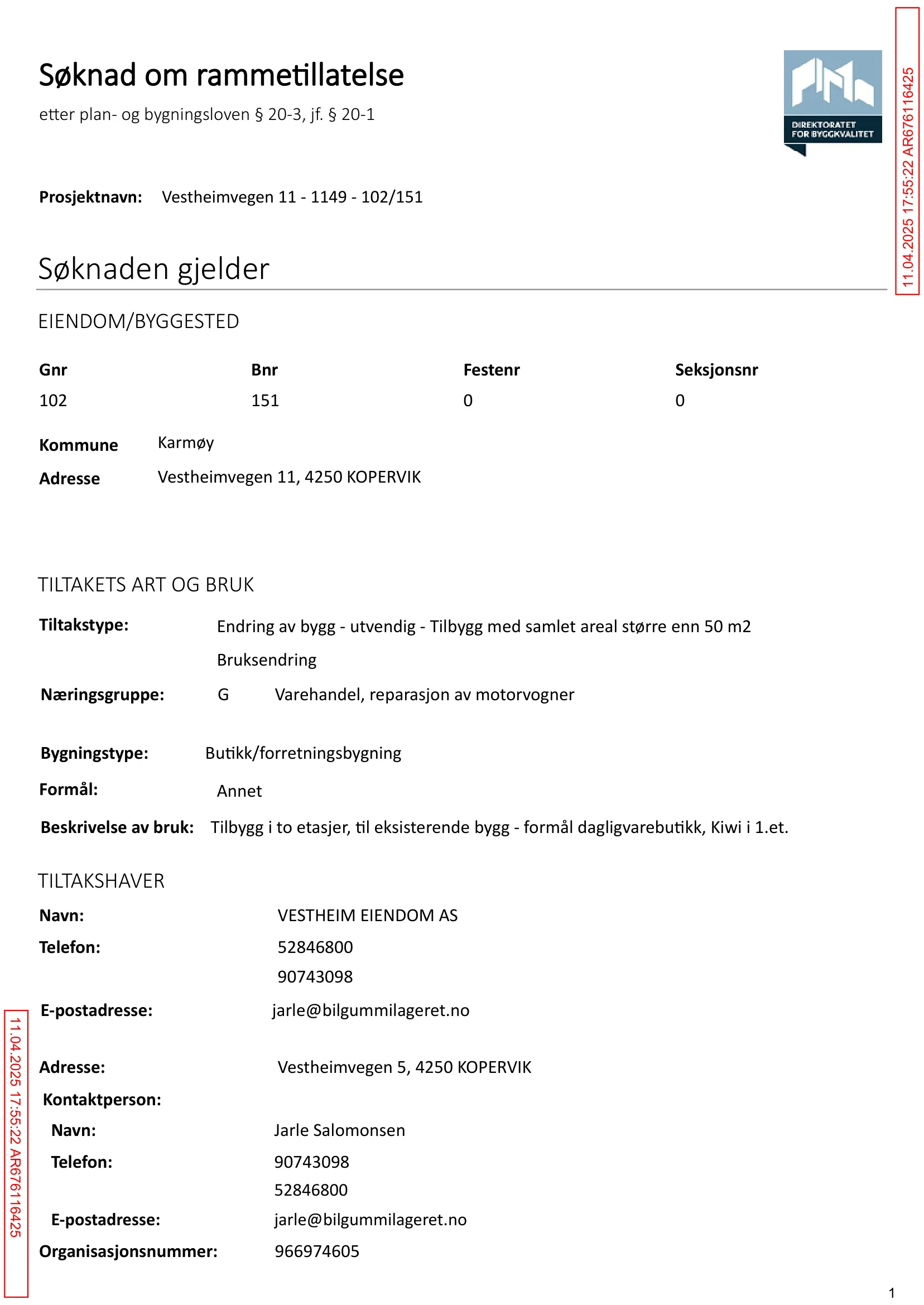 Søknad om rammetillatelse