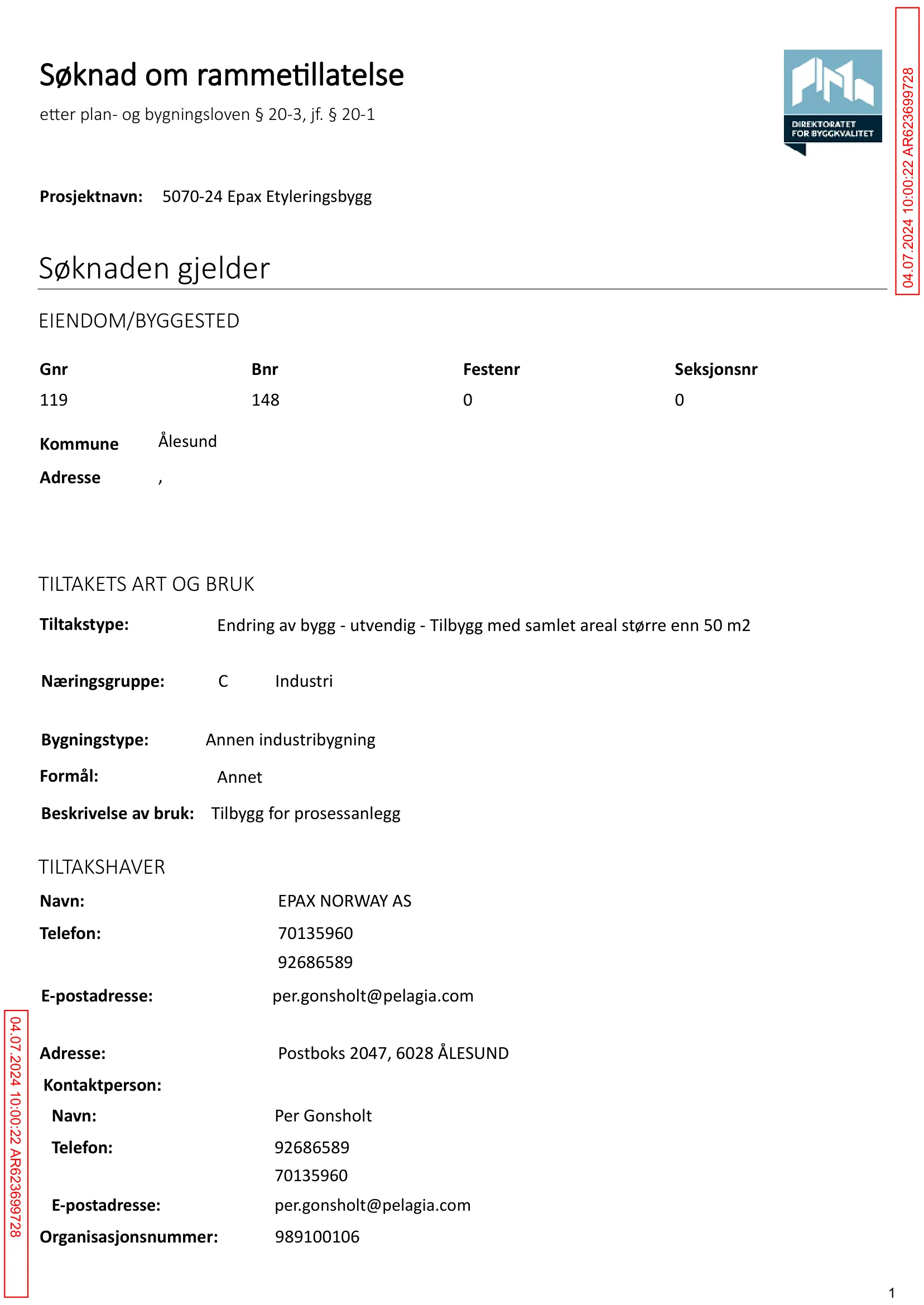 Søknad om rammetillatelse
