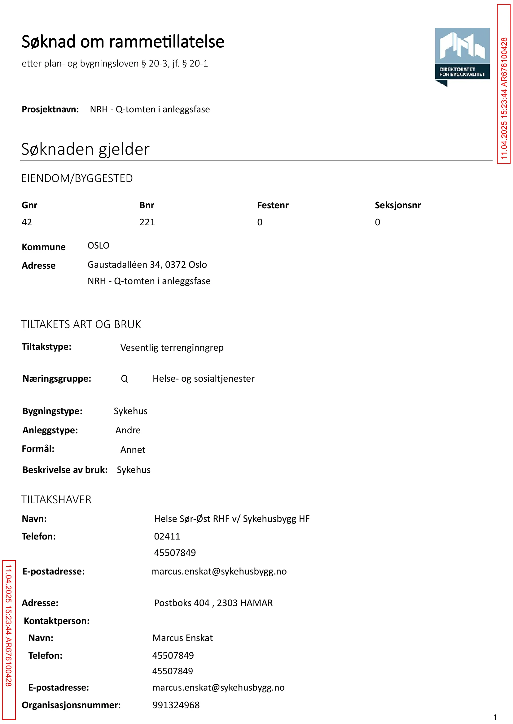 Søknad om rammetillatelse