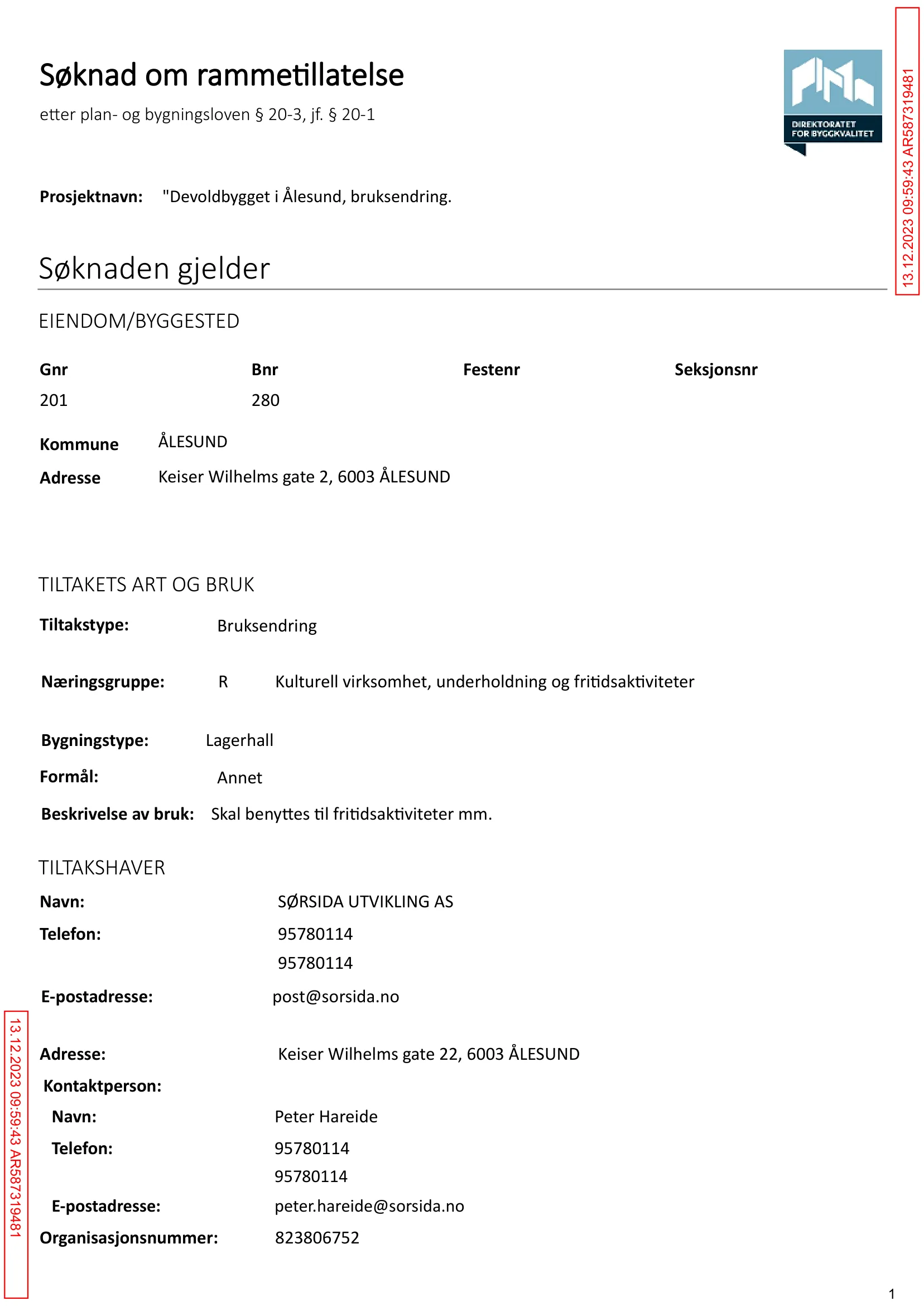 Søknad om rammetillatelse