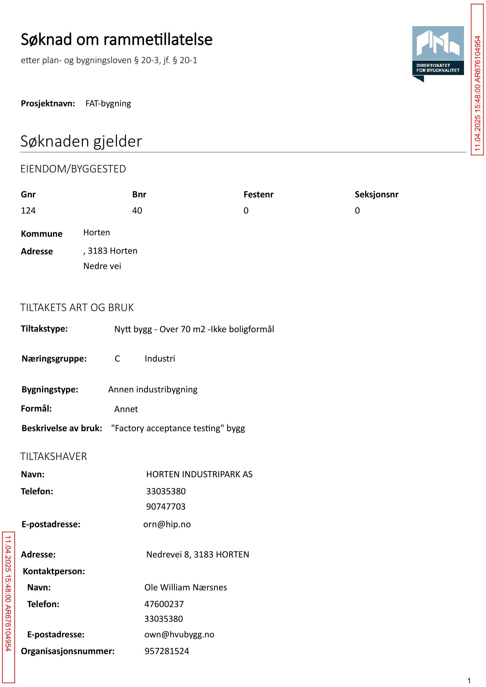 Søknad om rammetillatelse