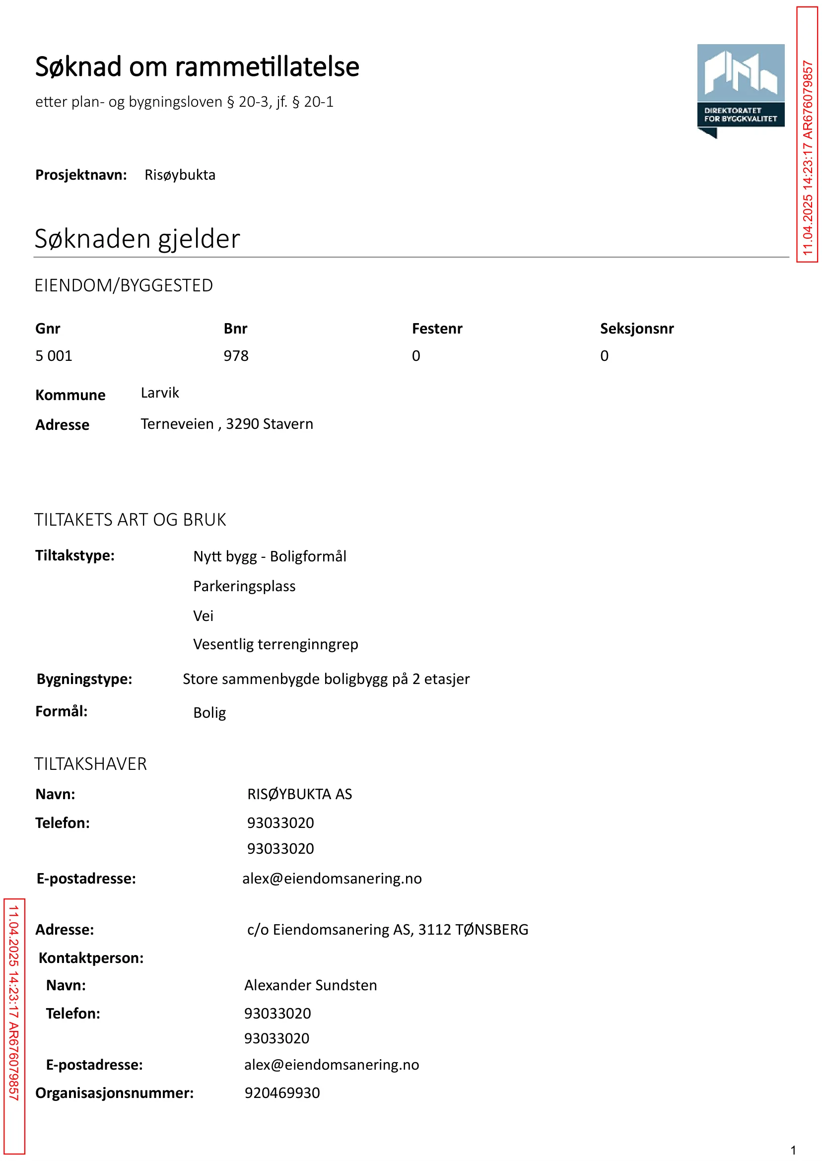 Søknad om rammetillatelse