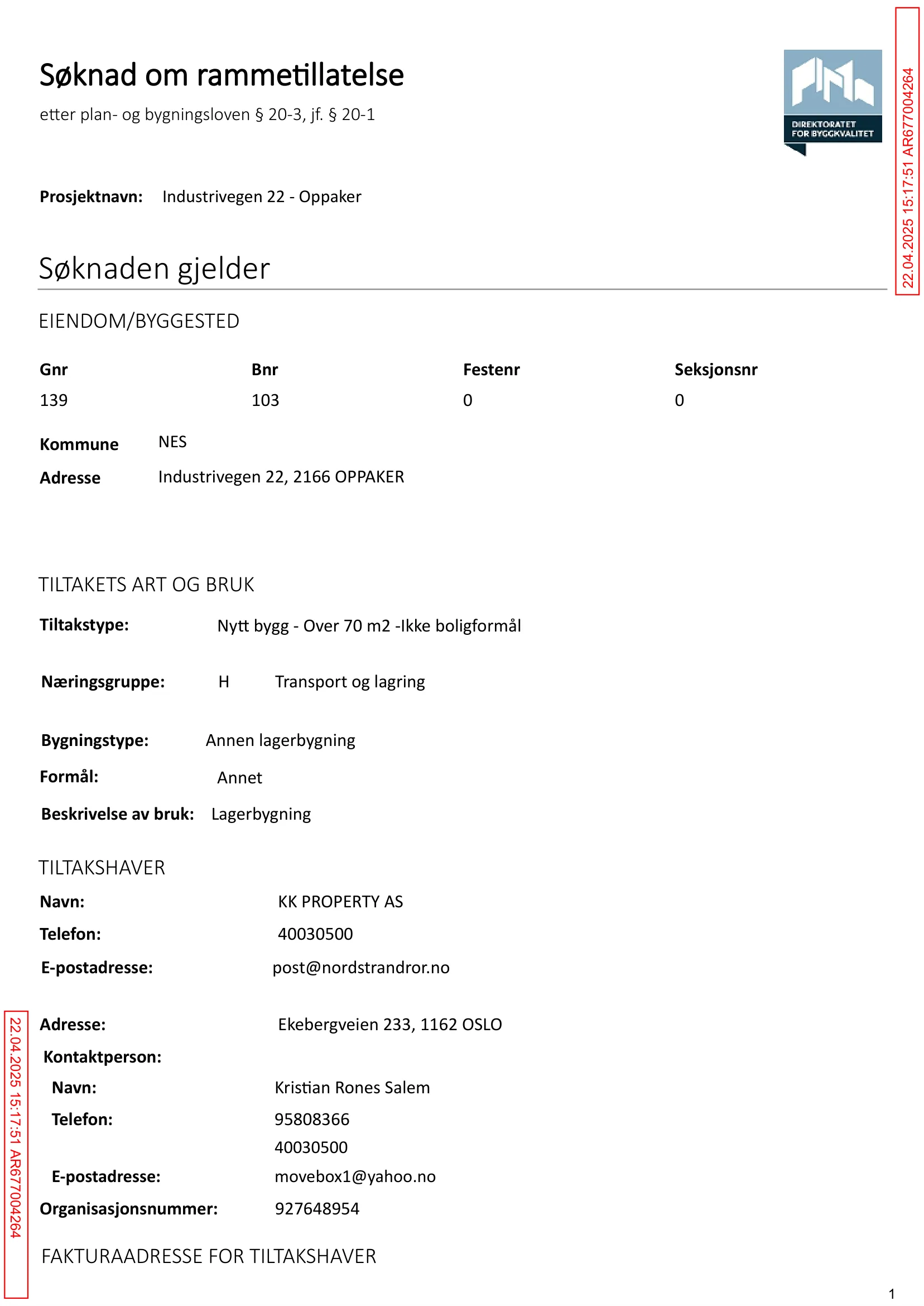 Søknad om rammetillatelse