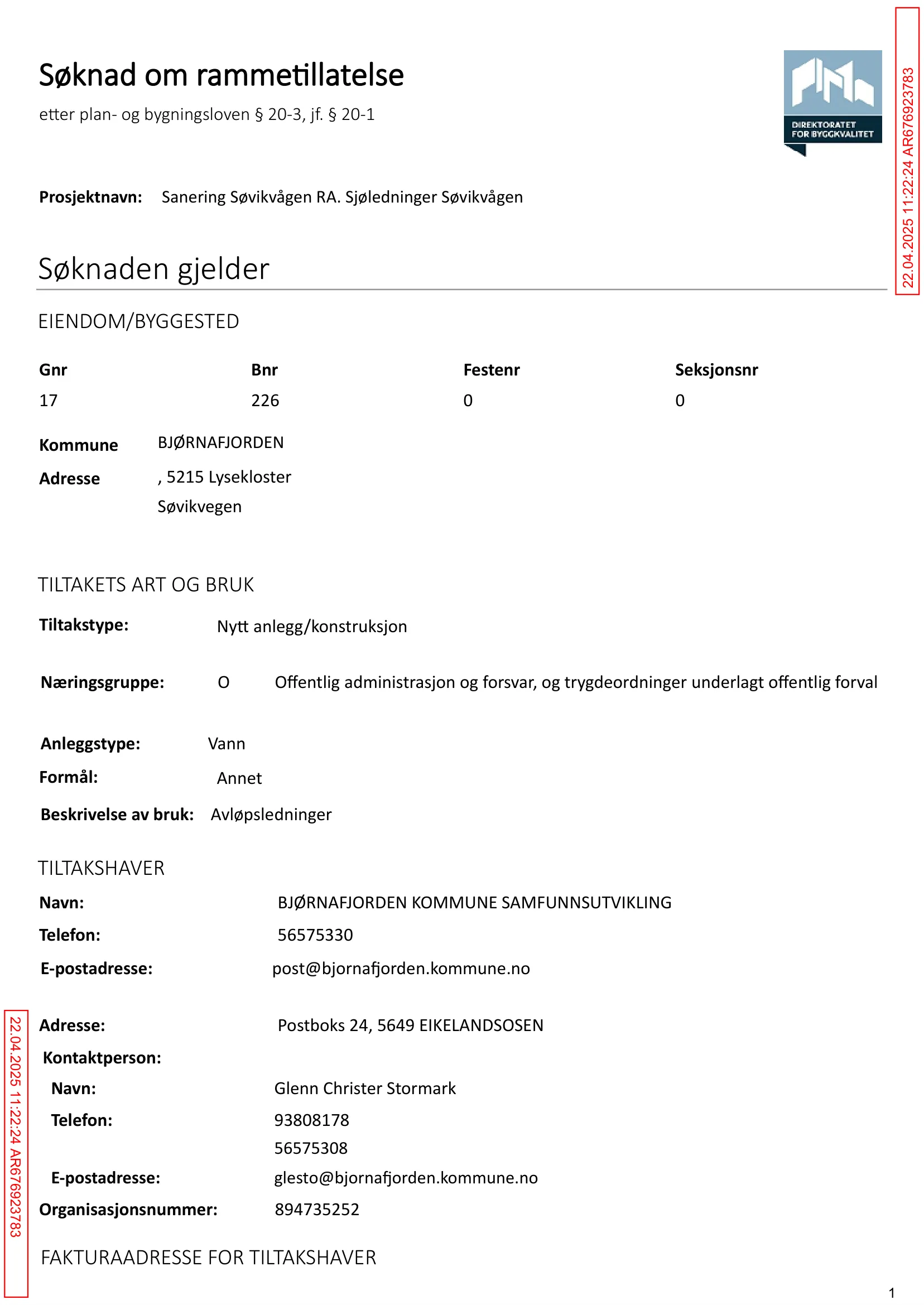 Søknad om rammetillatelse
