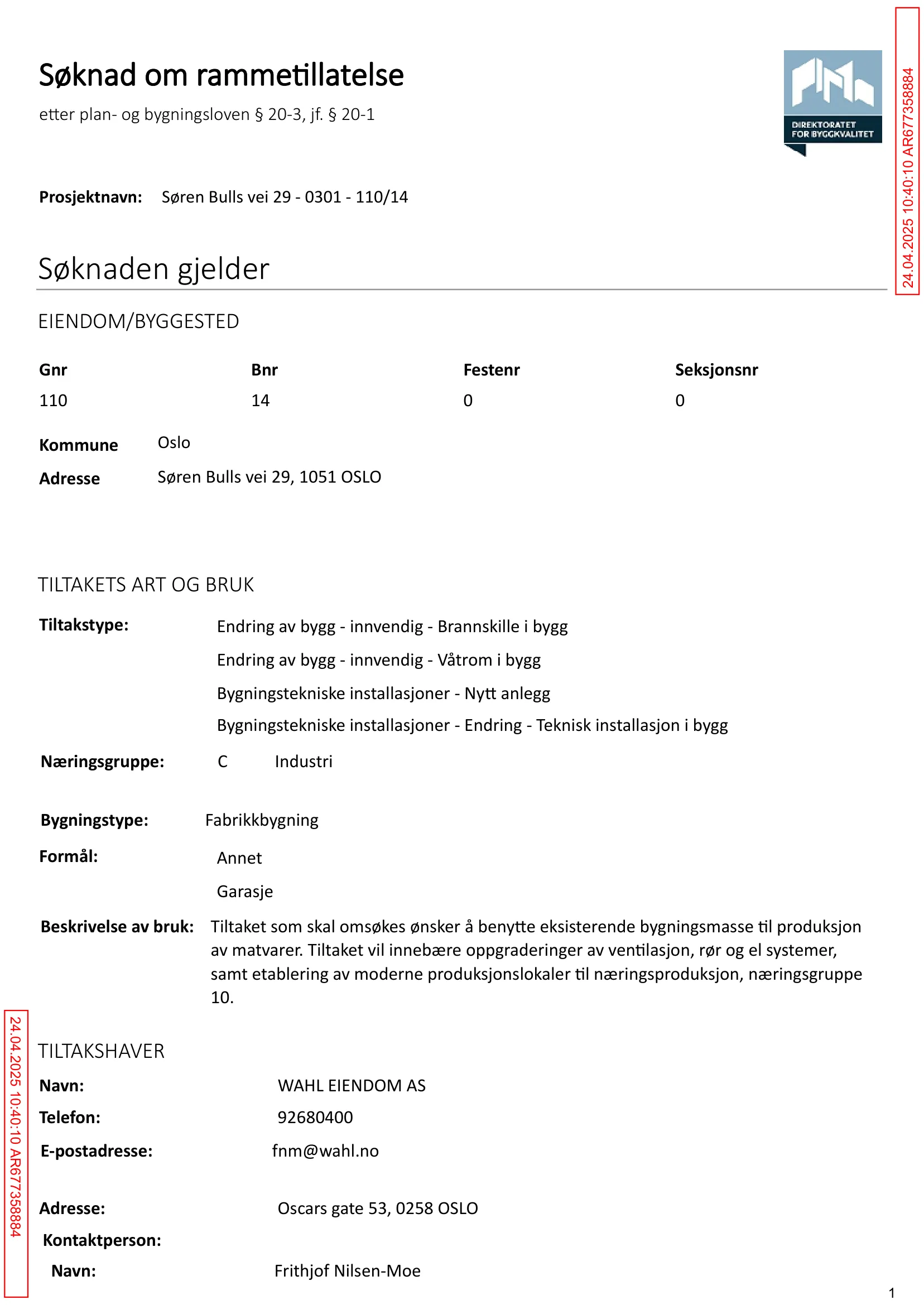 Søknad om rammetillatelse