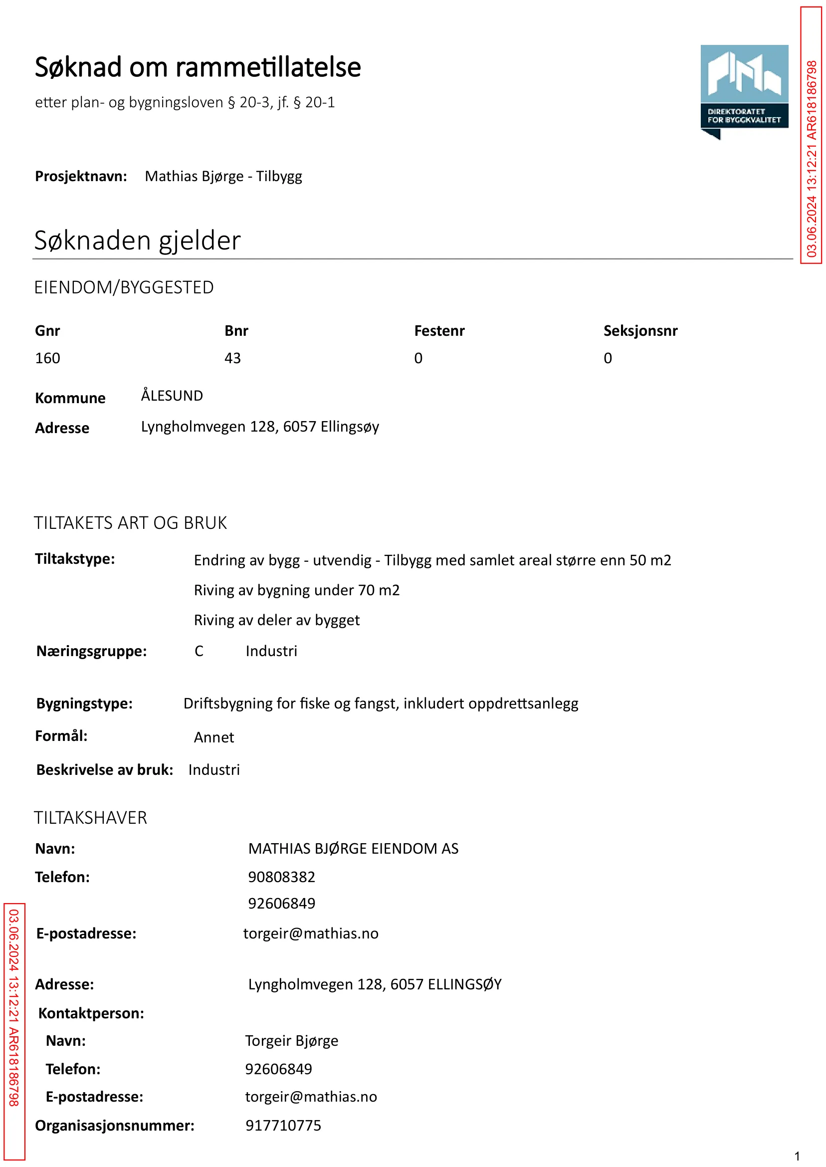 Søknad om rammetillatelse