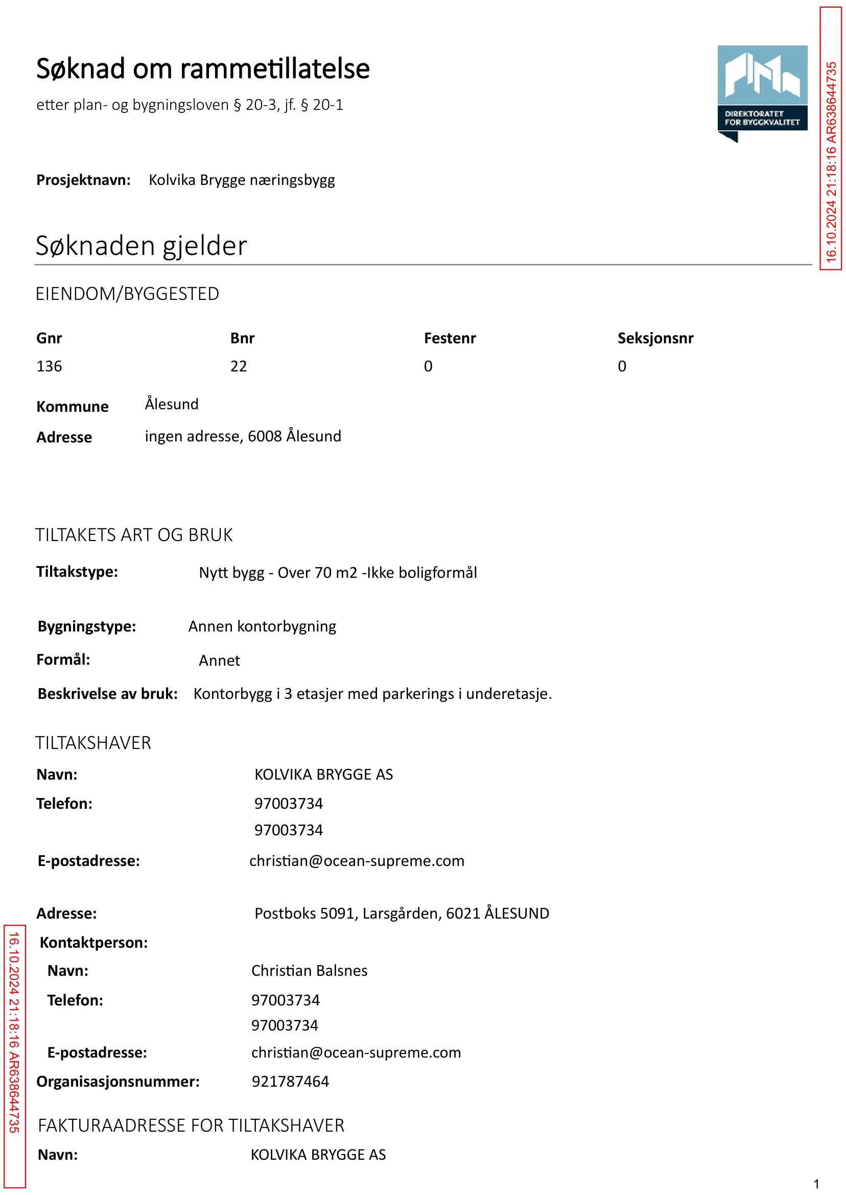 Søknad om rammetillatelse