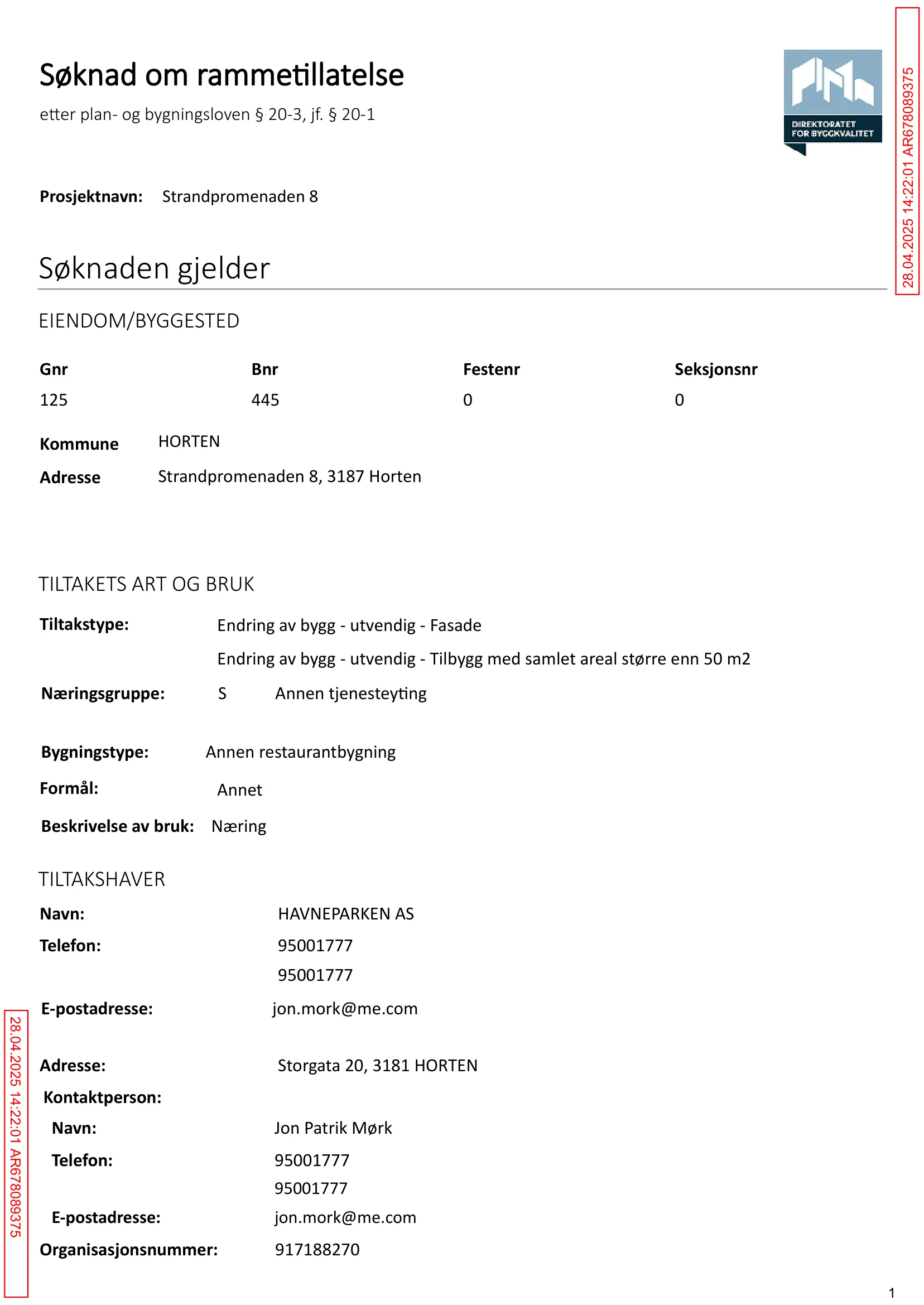 Søknad om rammetillatelse