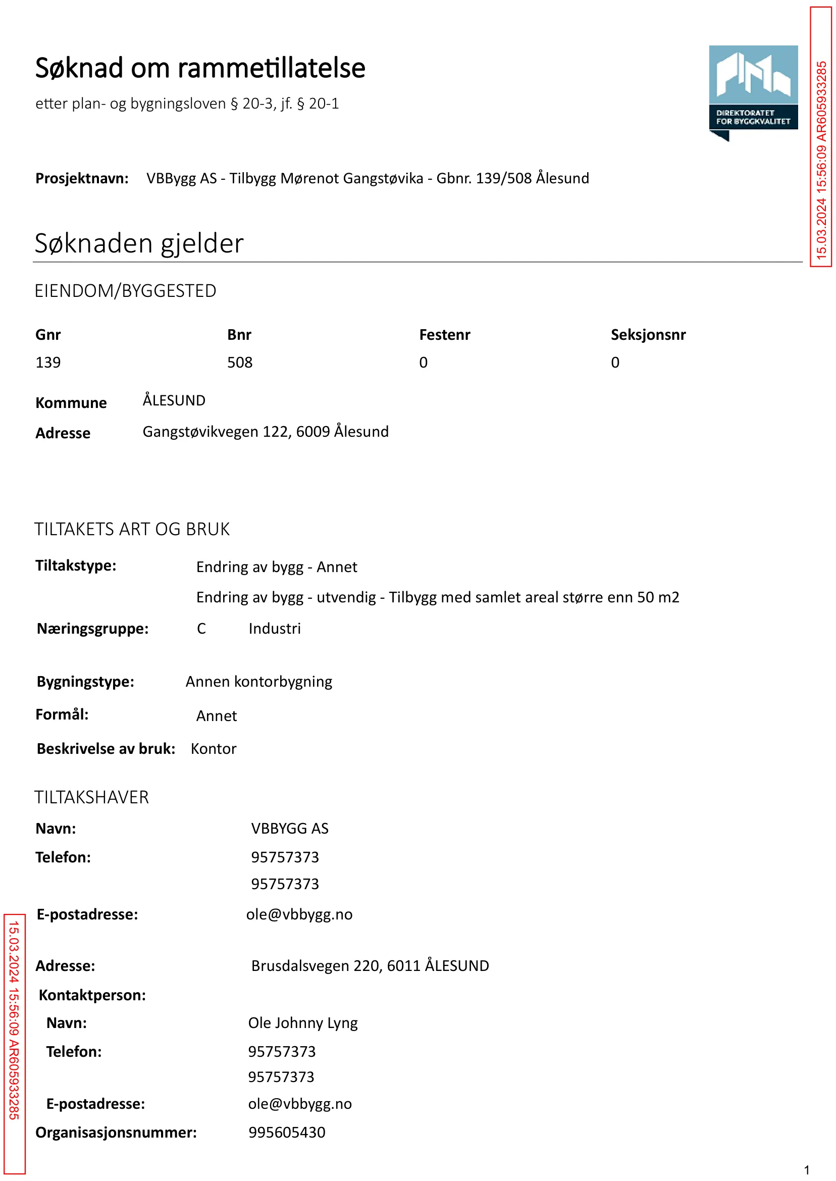 Søknad om rammetillatelse