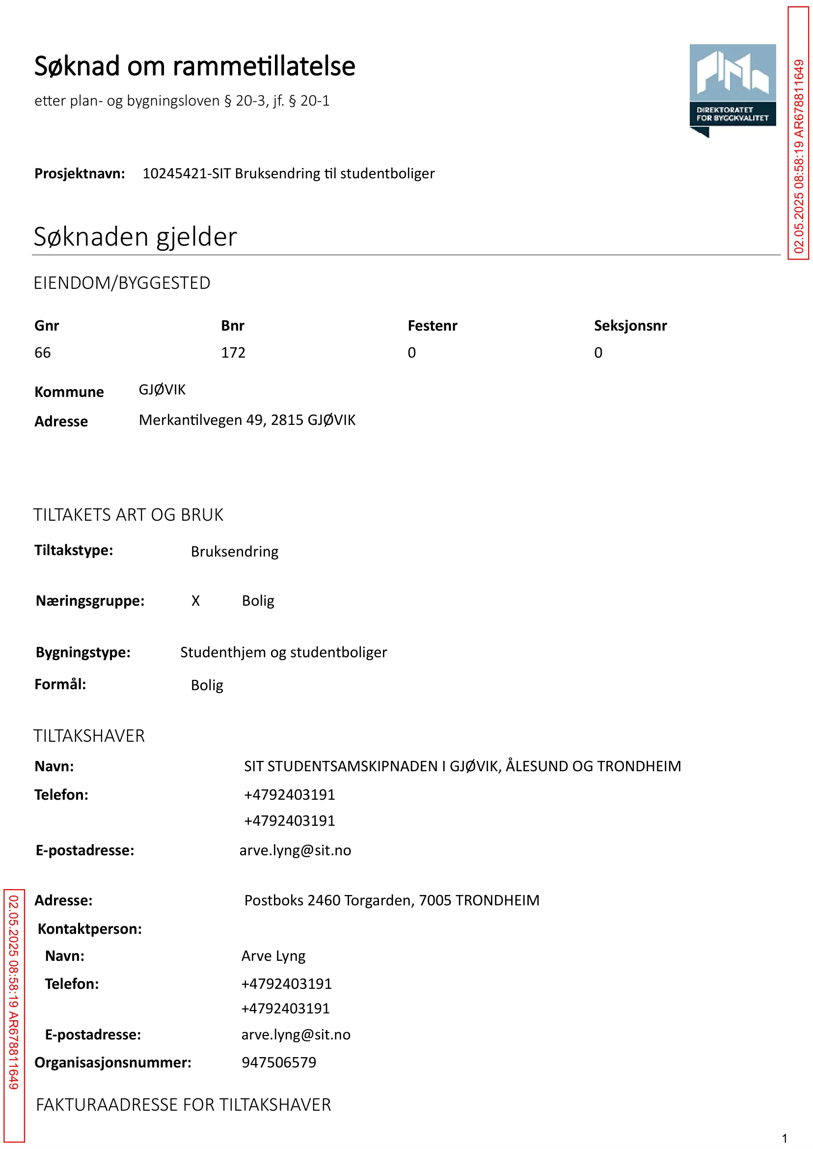 Søknad om rammetillatelse