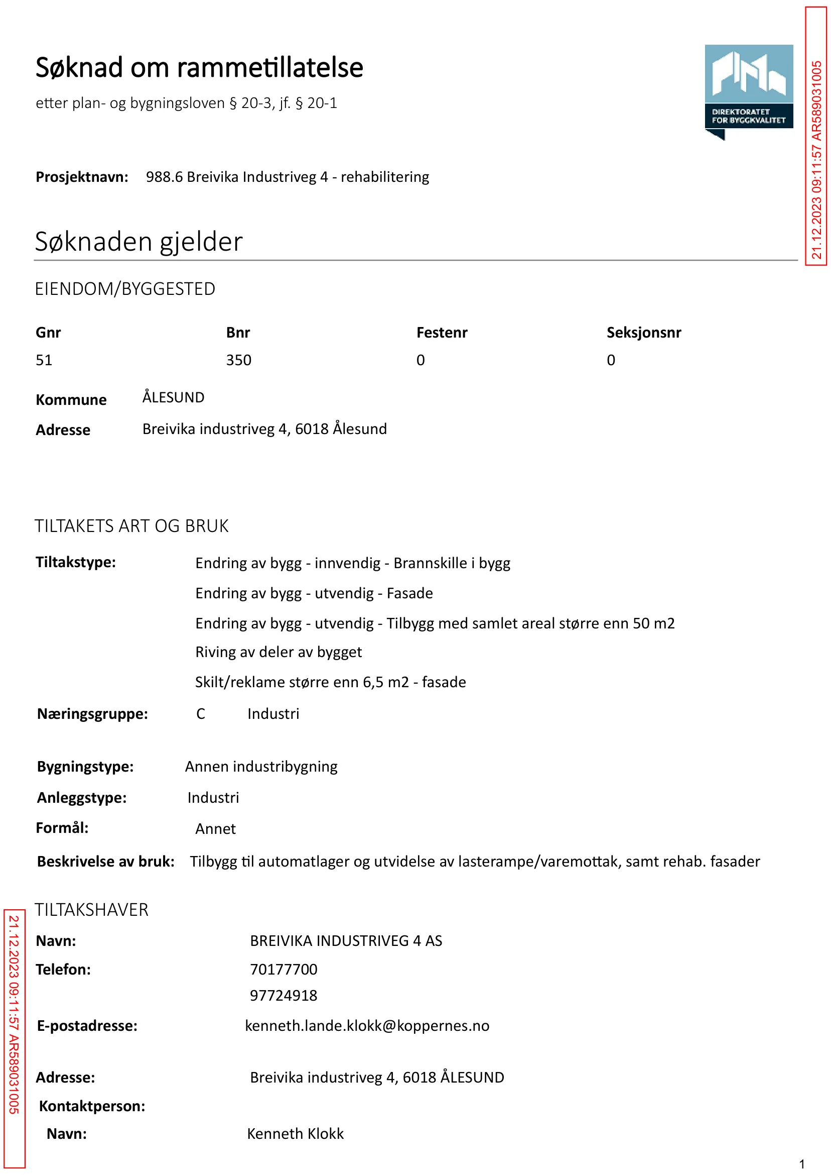 Søknad om rammetillatelse