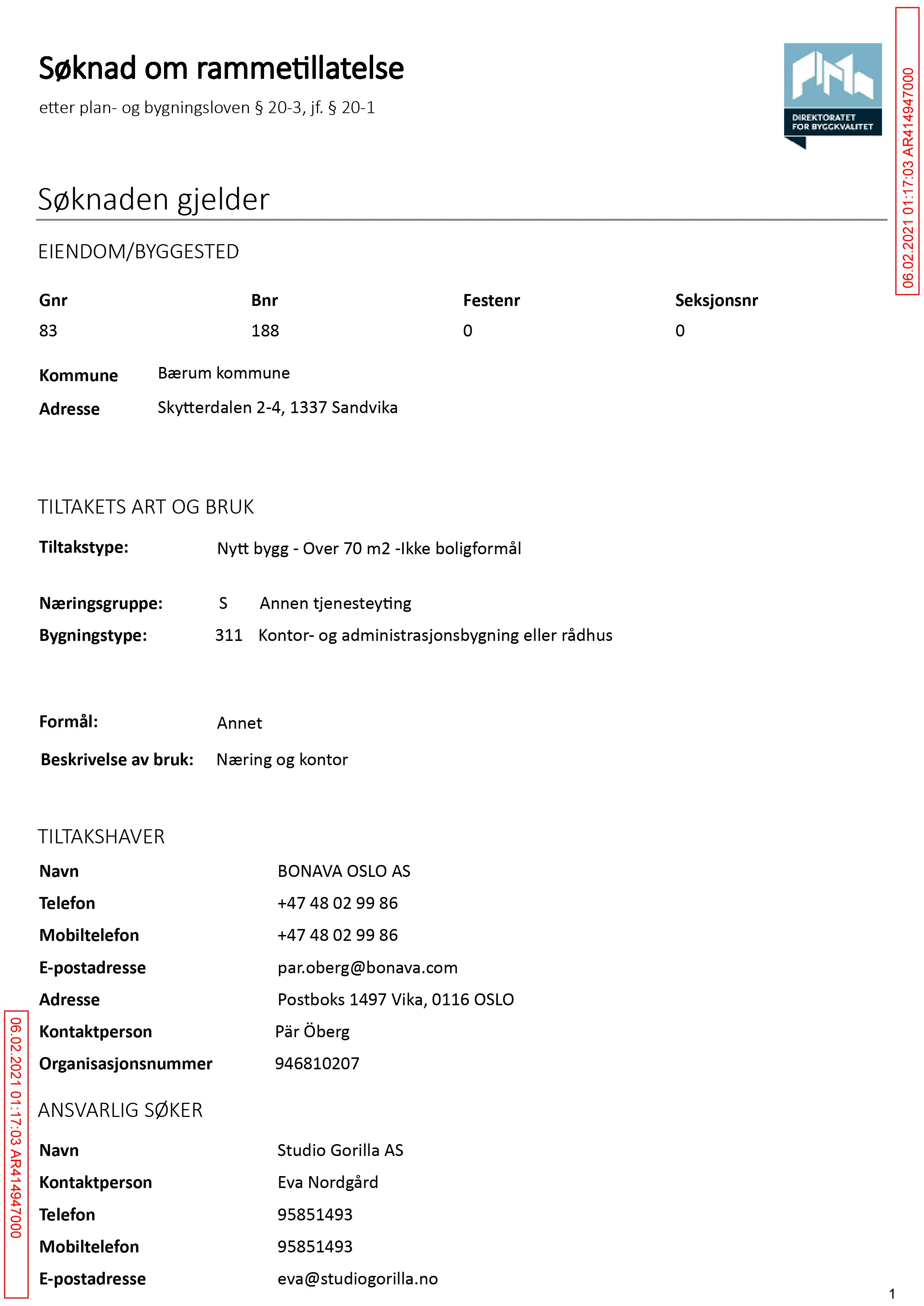 Søknad om rammetillatelse