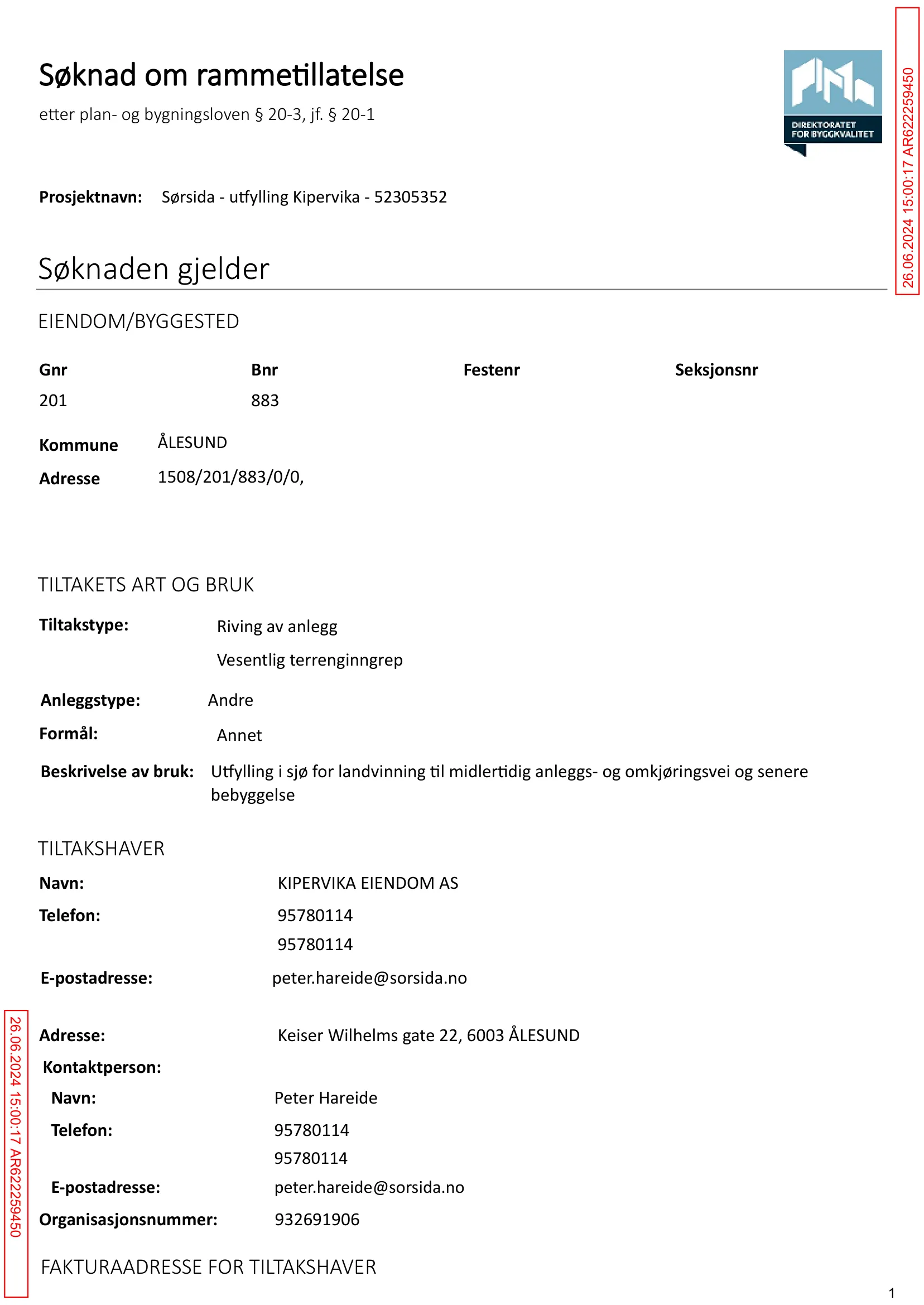 Søknad om rammetillatelse