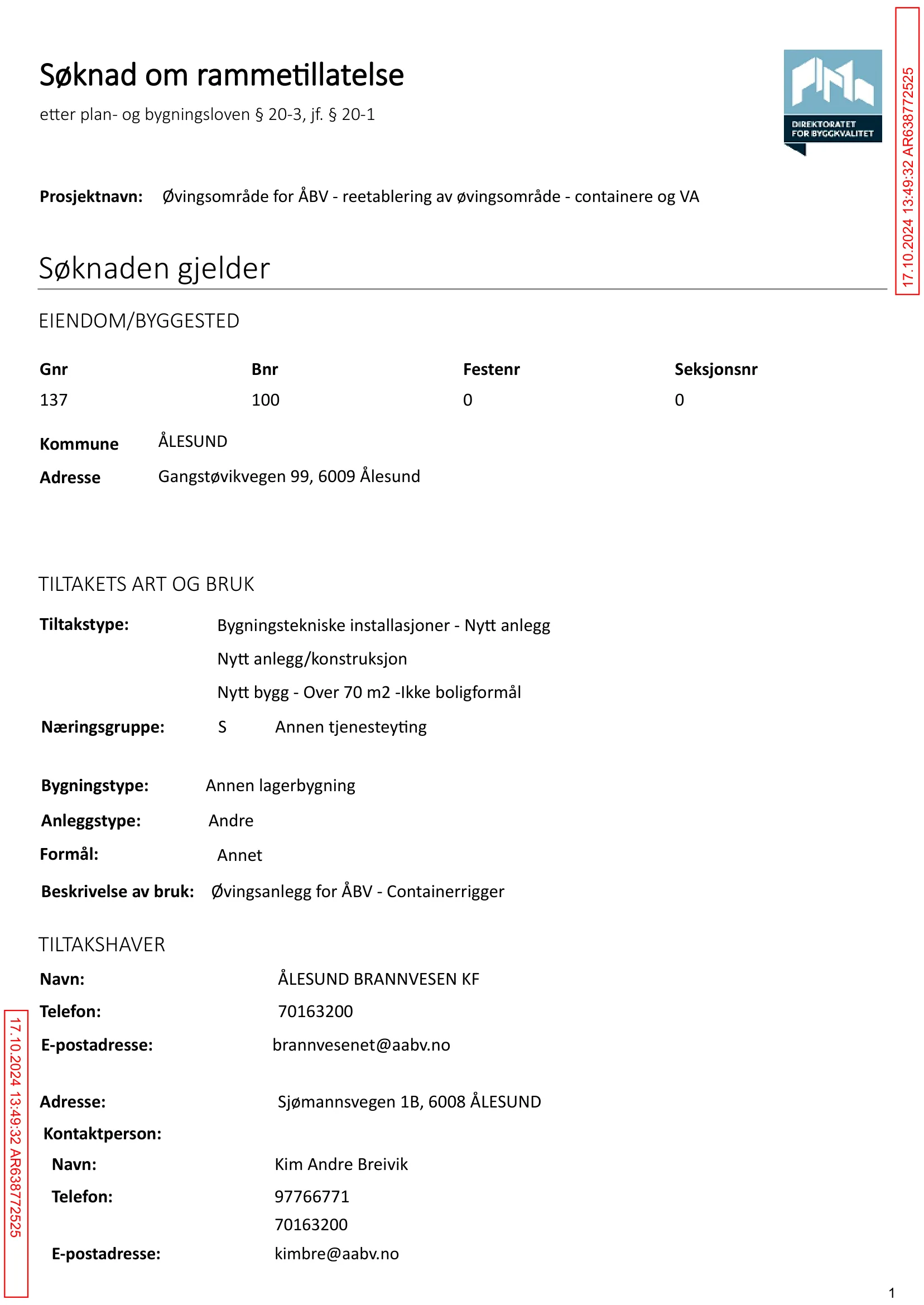 Søknad om rammetillatelse