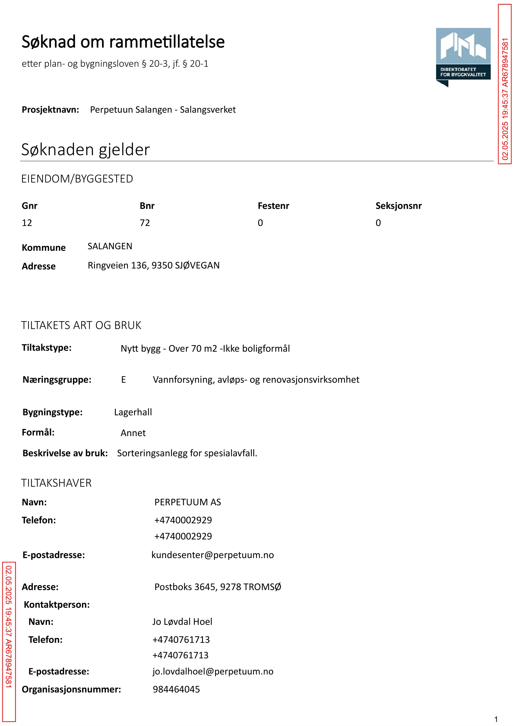 Søknad om rammetillatelse