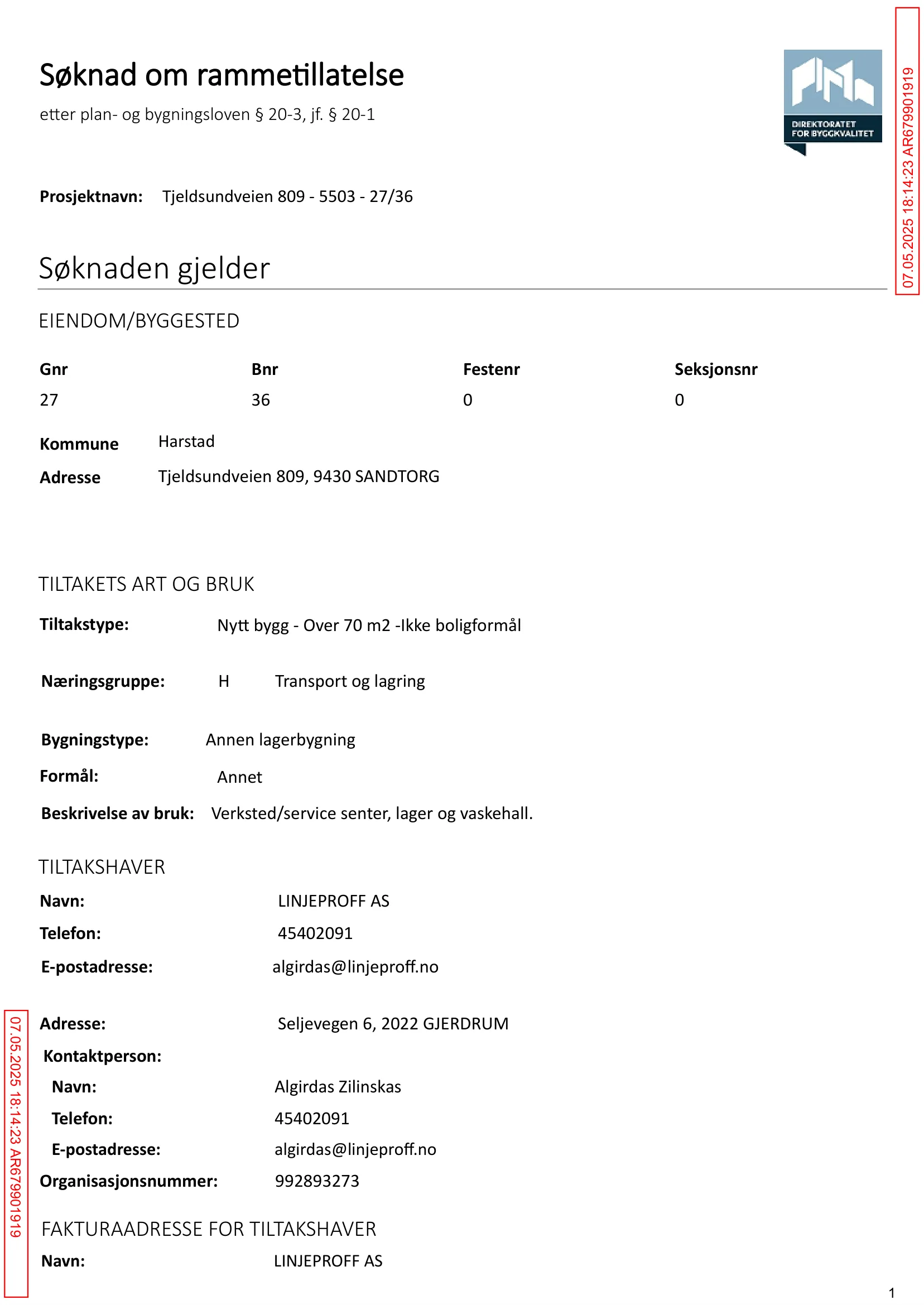 Søknad om rammetillatelse
