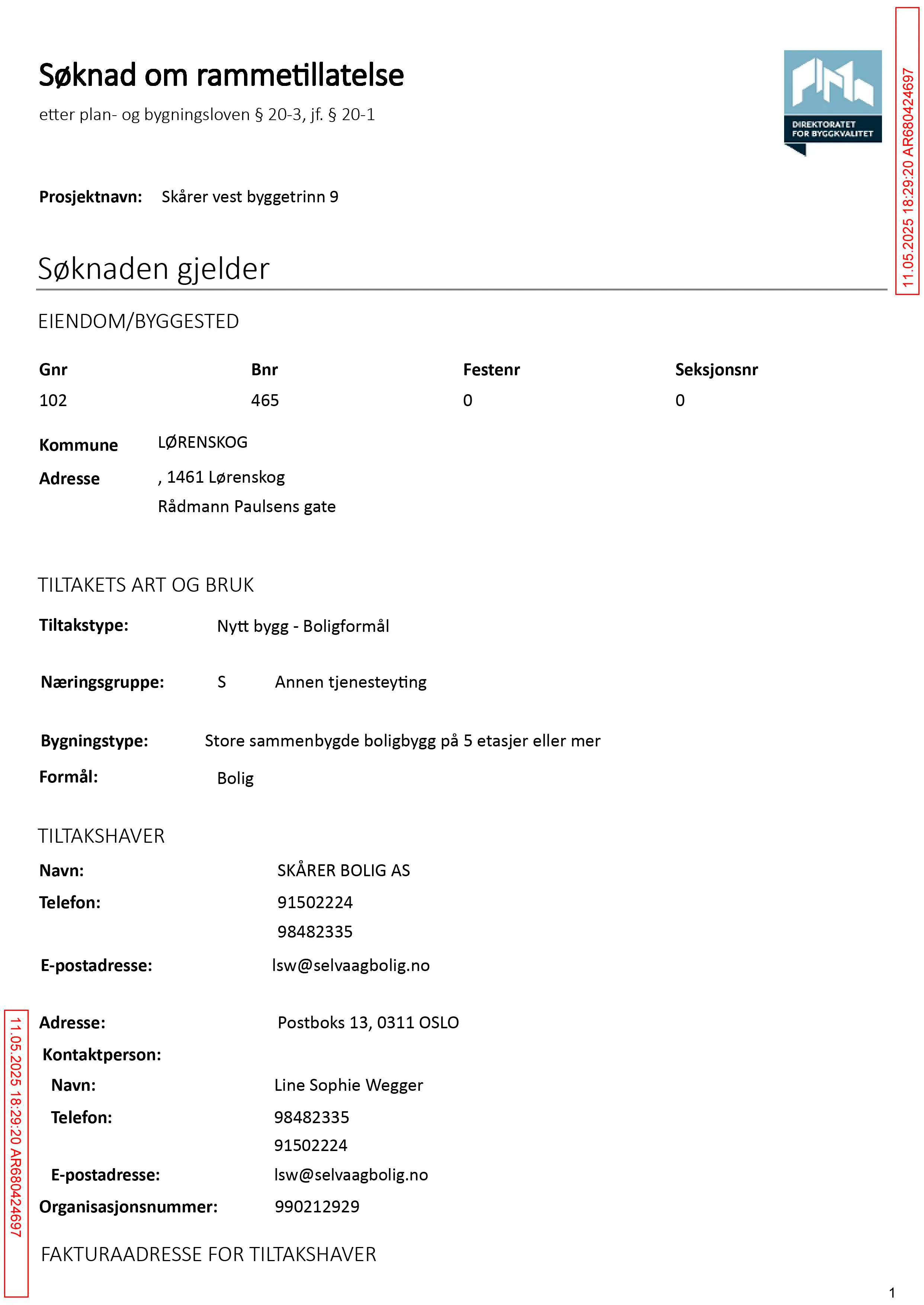 Søknad om rammetillatelse