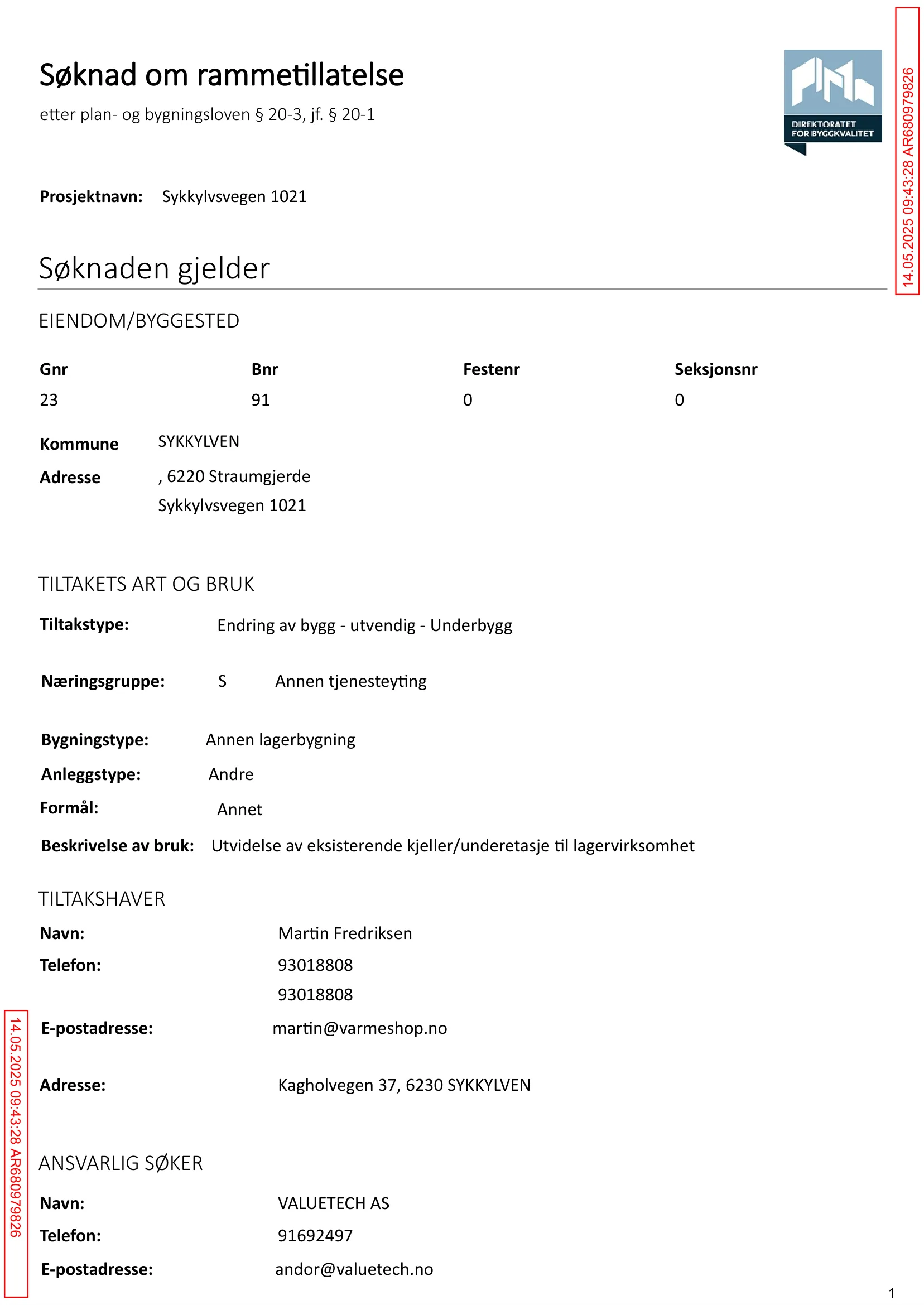 Søknad om rammetillatelse