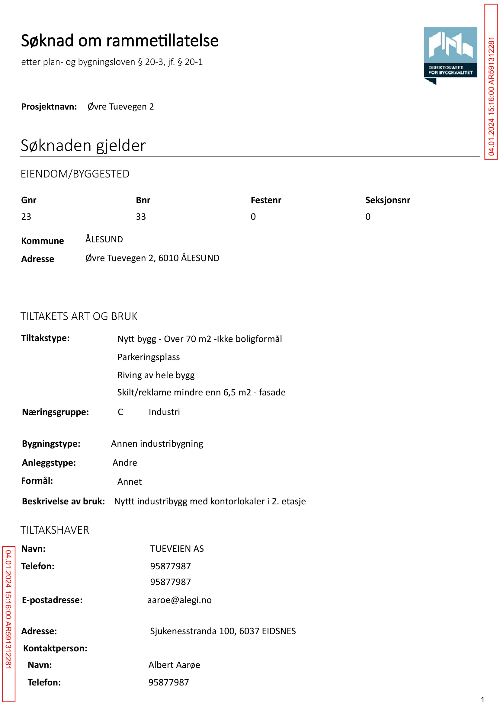 Søknad om rammetillatelse
