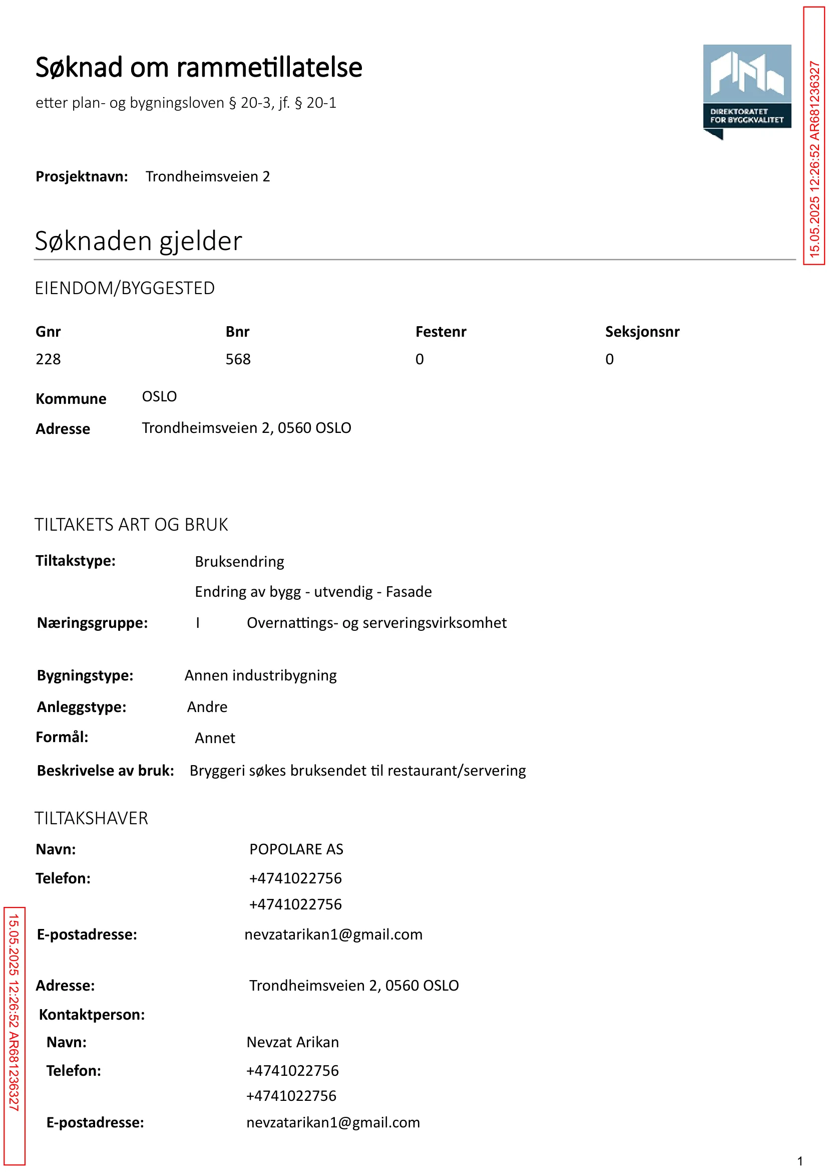 Søknad om rammetillatelse