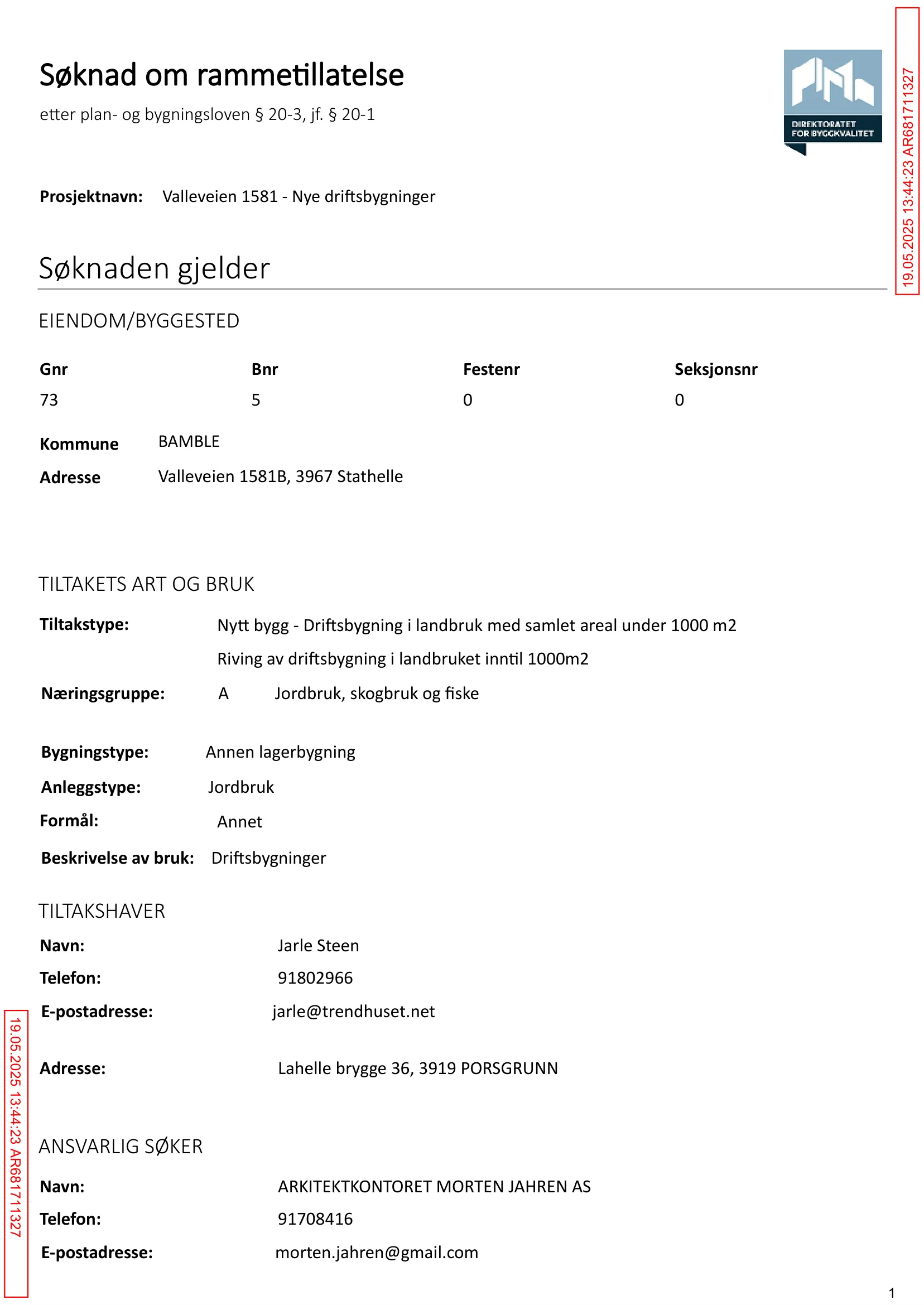 Søknad om rammetillatelse