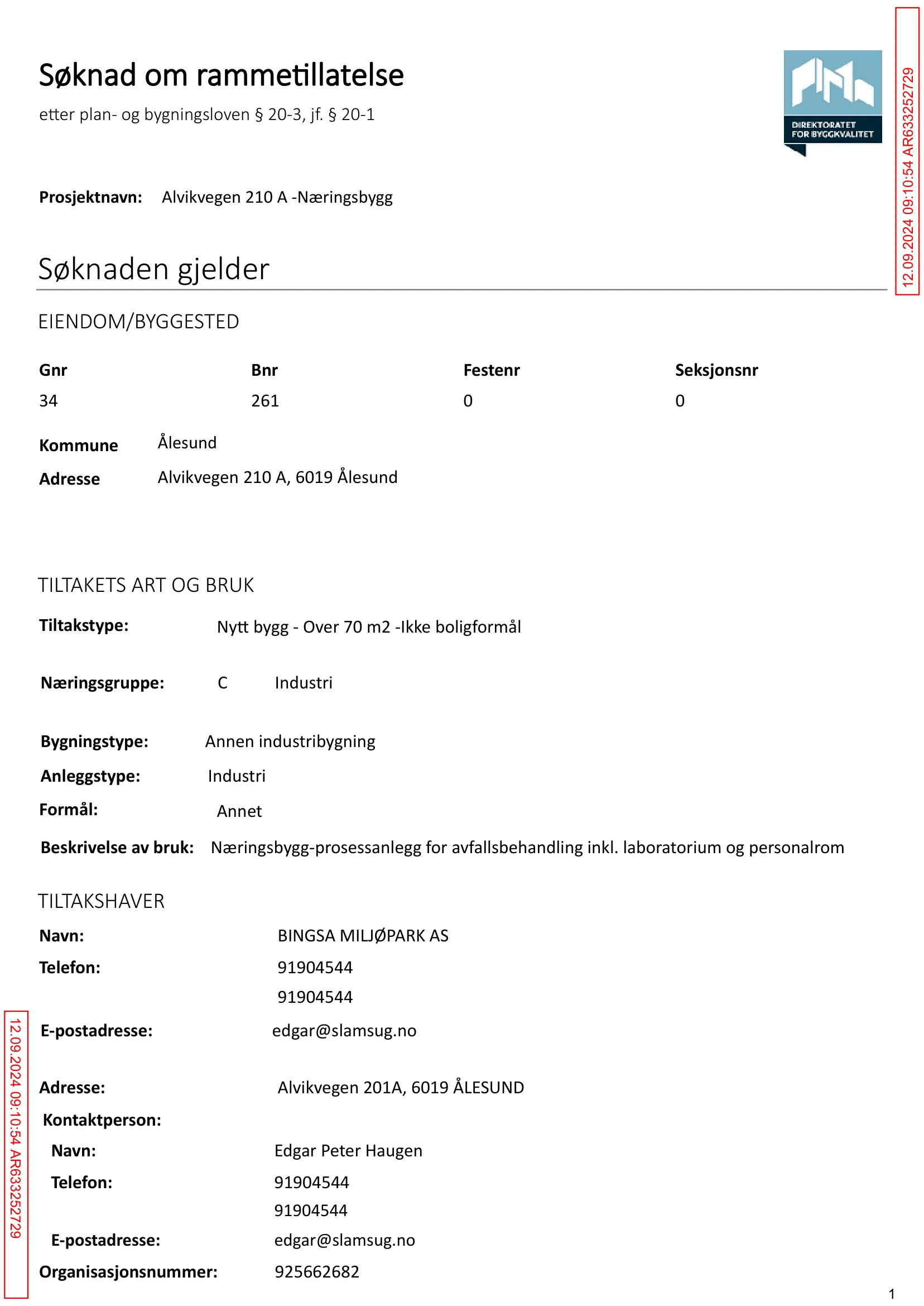 Søknad om rammetillatelse