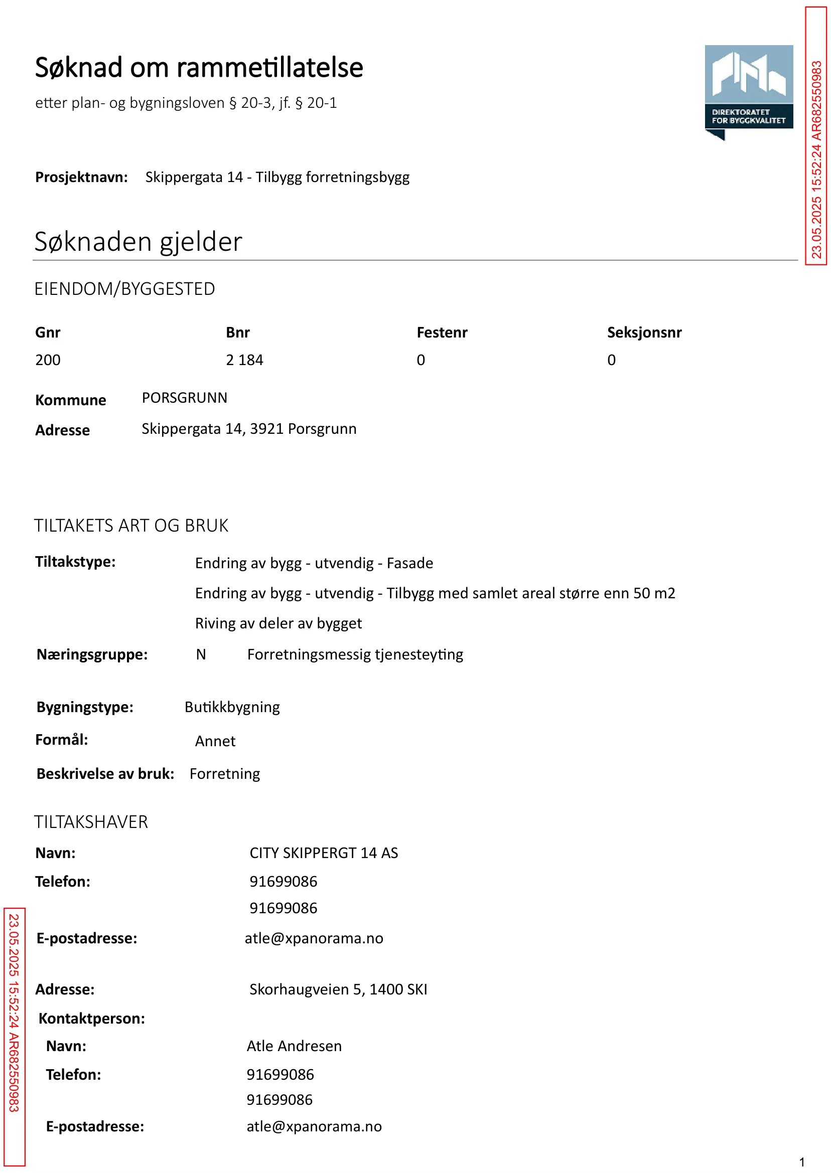 Søknad om rammetillatelse