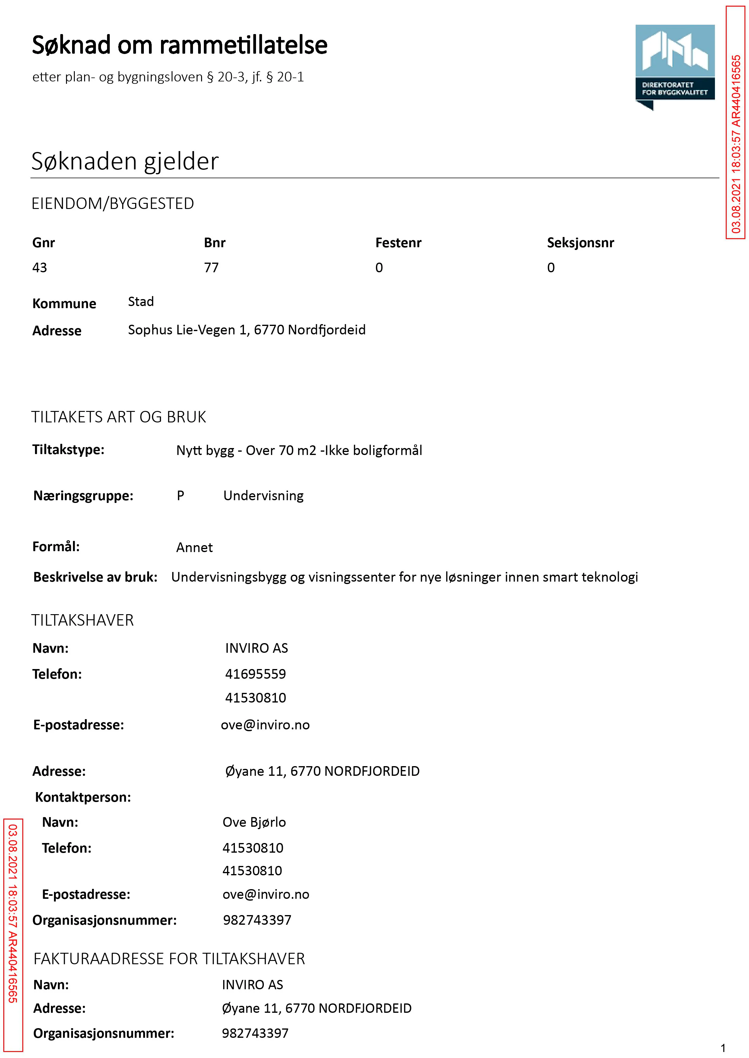 Søknad om rammetillatelse