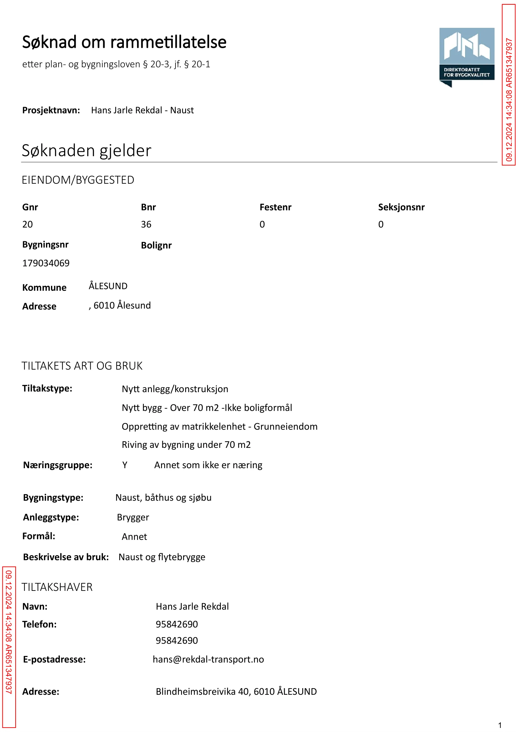 Søknad om rammetillatelse