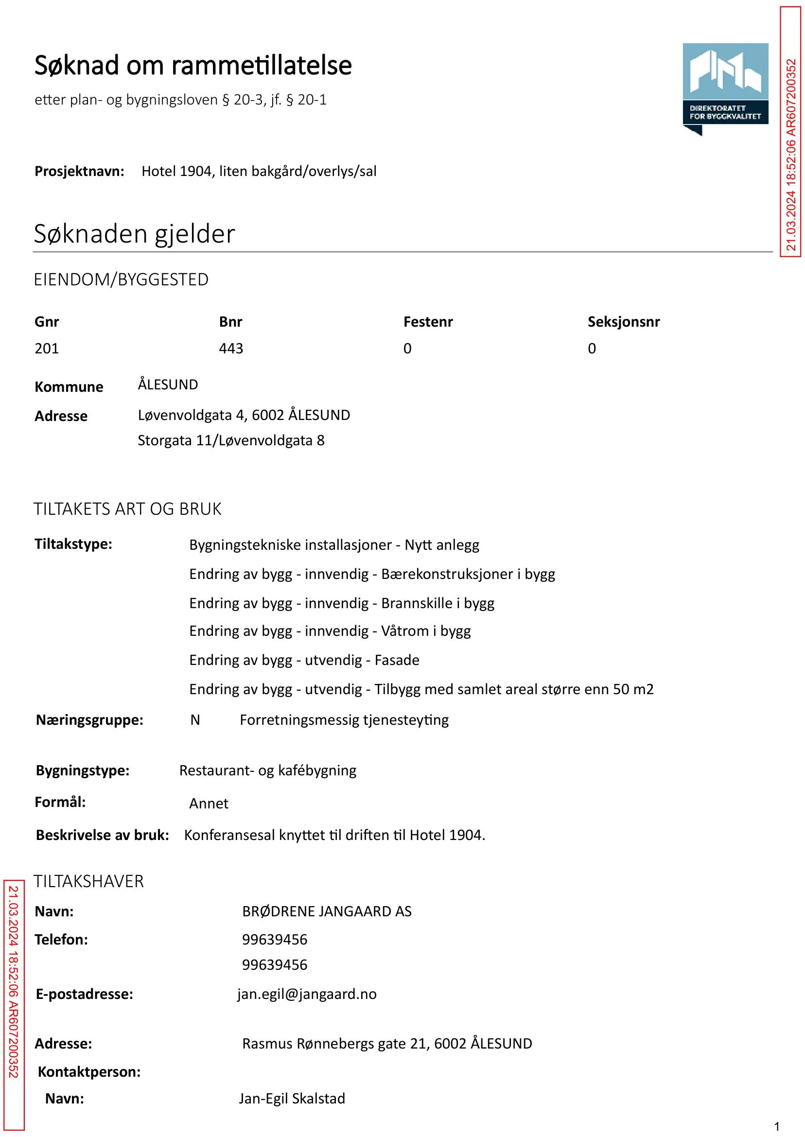 Søknad om rammetillatelse