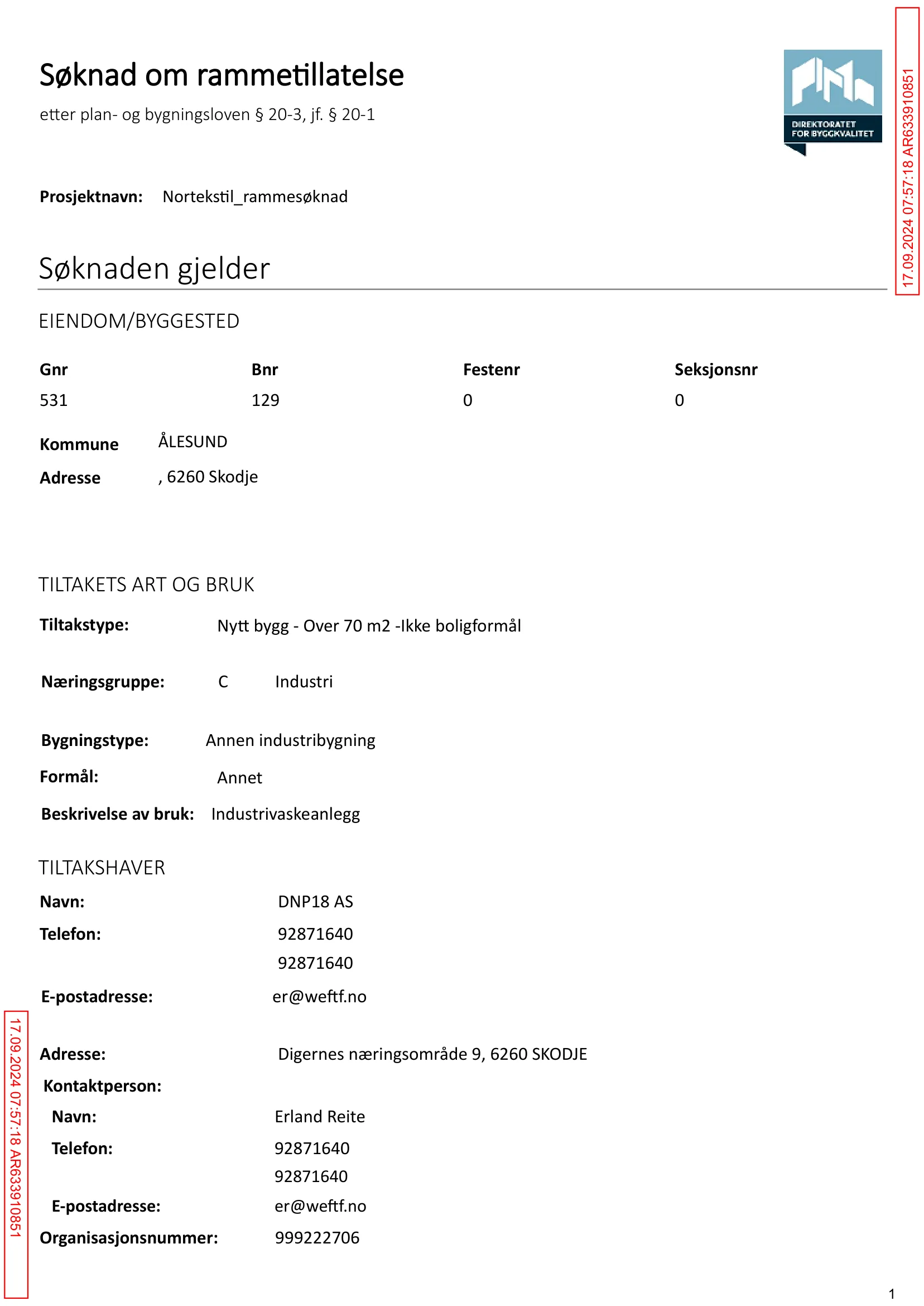 Søknad om rammetillatelse
