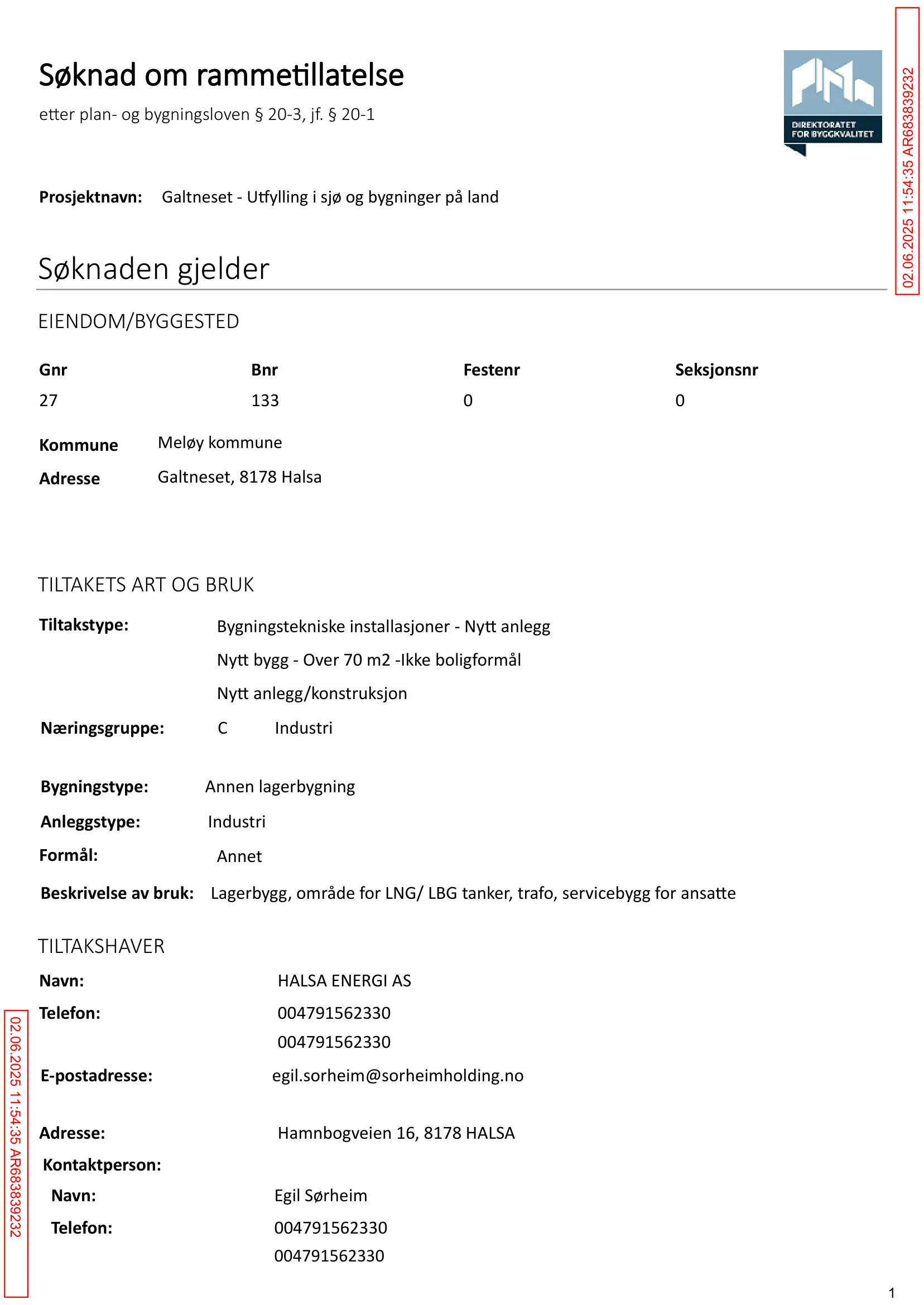 Søknad om rammetillatelse