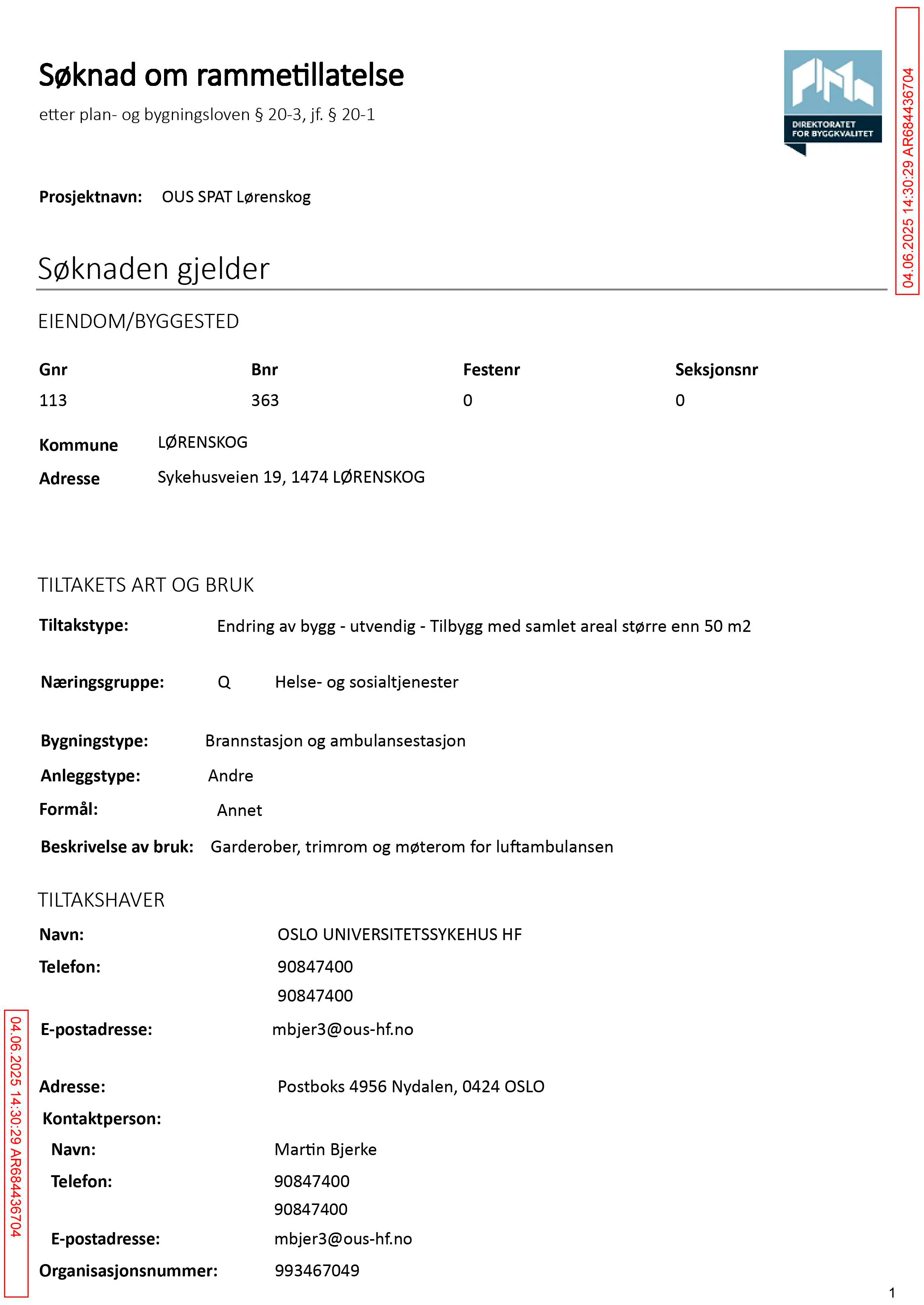 Søknad om rammetillatelse