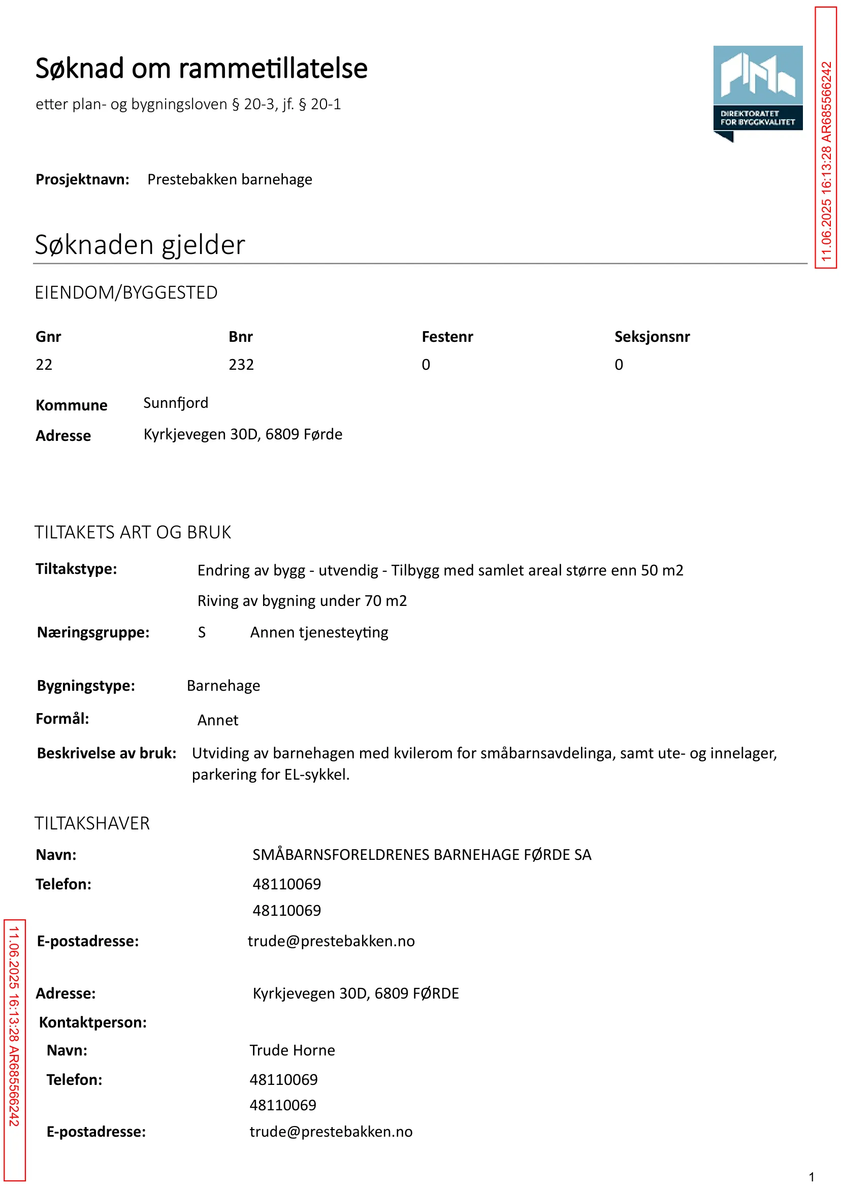 Søknad om rammetillatelse